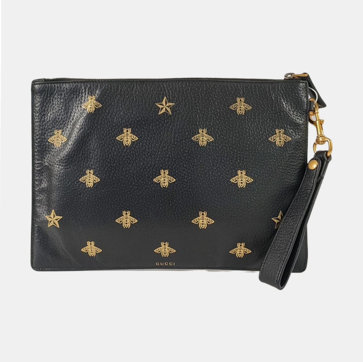 GUCCI Bee Web Black Cowhide Printed Bee Handbag Handbag Crossbody Golden hardware-(SKU)-949397930