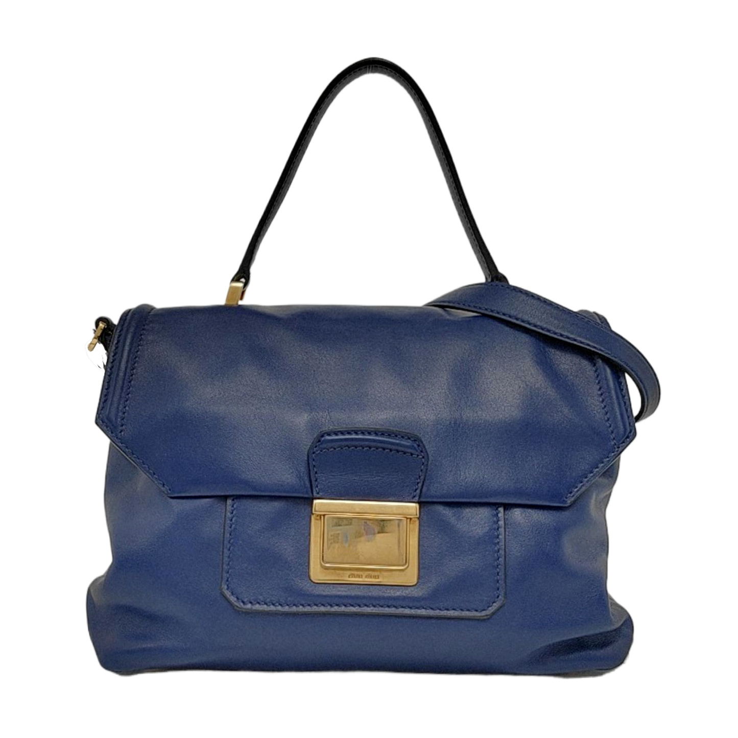 Miu Miu Blue cowhide crossbody, handbag, shoulder bag Golden hardware Removable shoulder strap-(SKU)-947569134