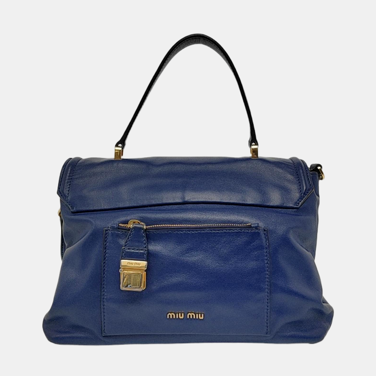 Miu Miu Blue cowhide crossbody, handbag, shoulder bag Golden hardware Removable shoulder strap-(SKU)-947569134