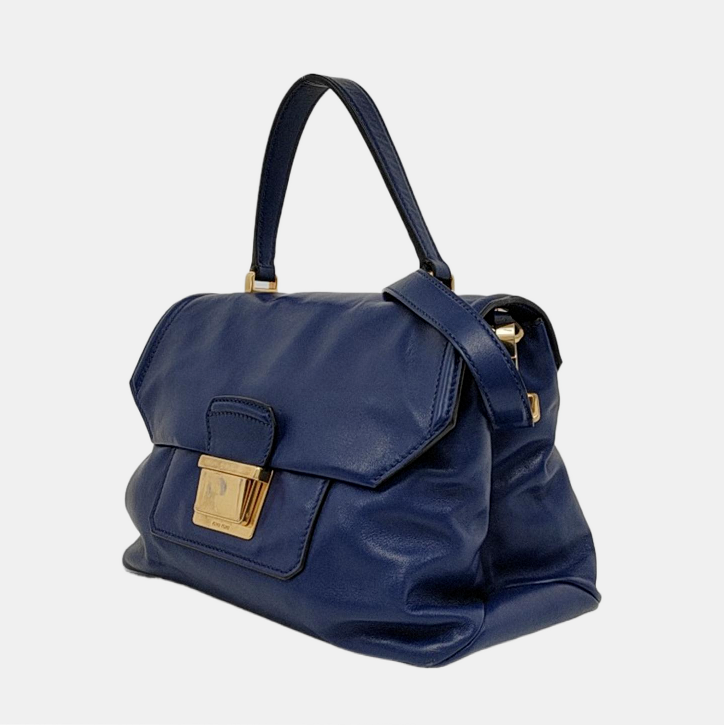 Miu Miu Blue cowhide crossbody, handbag, shoulder bag Golden hardware Removable shoulder strap-(SKU)-947569134