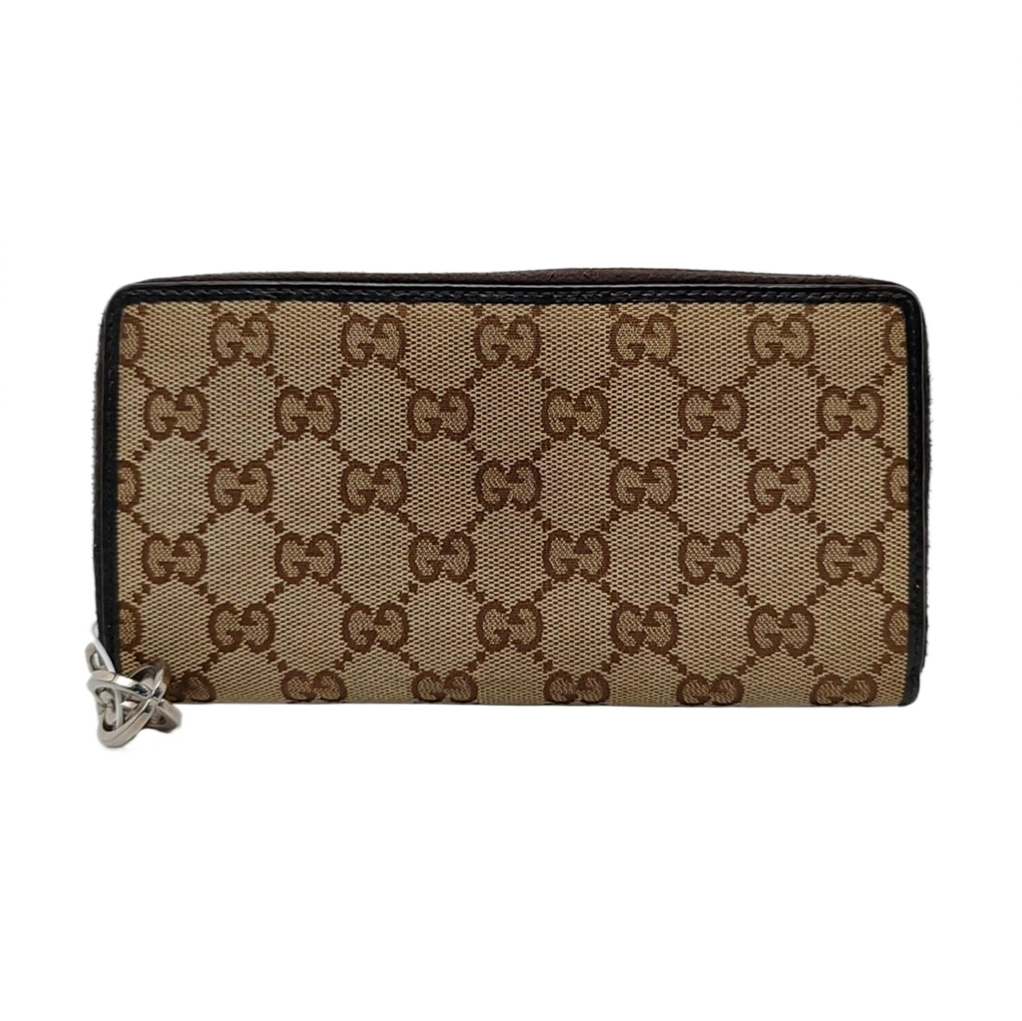 GUCCI Brown Canvas Monogrammed Wallet Silver Hardware-(SKU)-956655178
