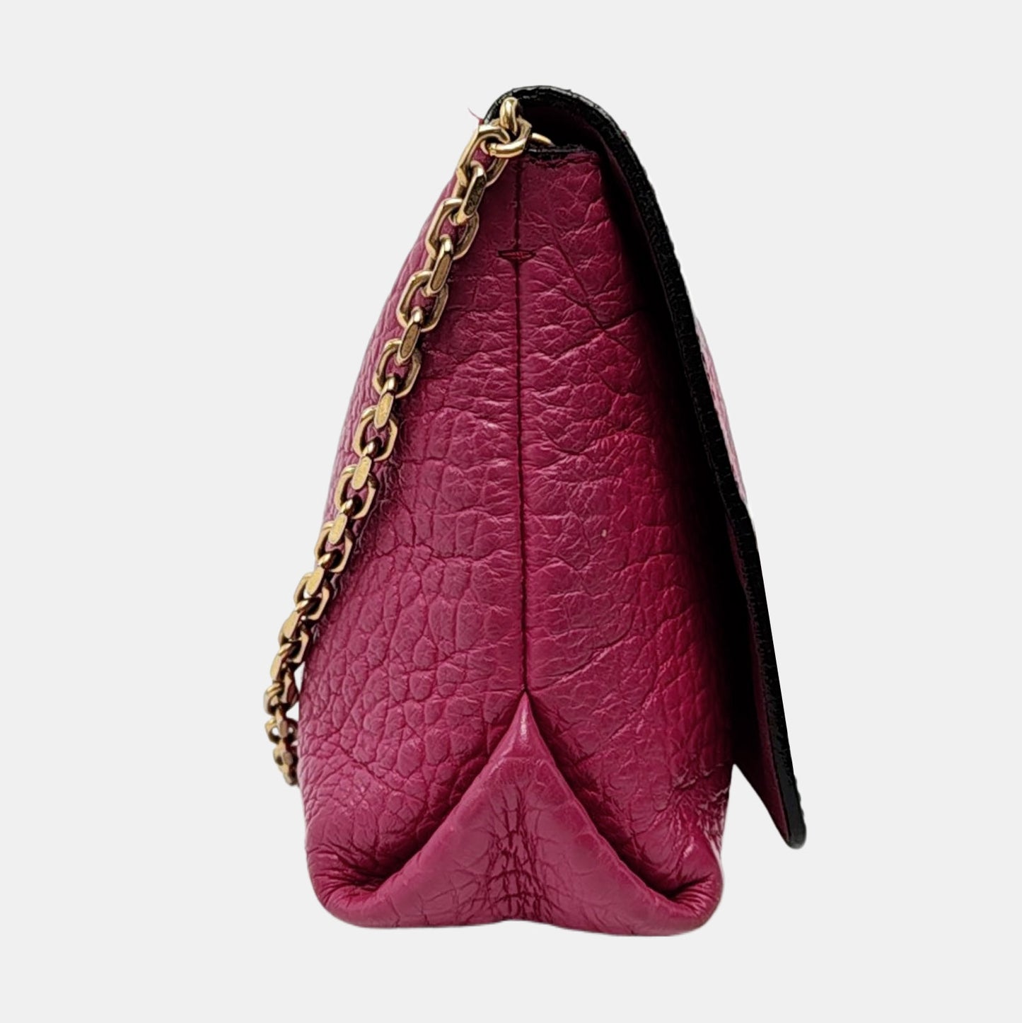 BURBERRY Mildenhall Fuchsia Leather Crossbody Shoulder Bag Handbag Golden hardware-(SKU)-956600104