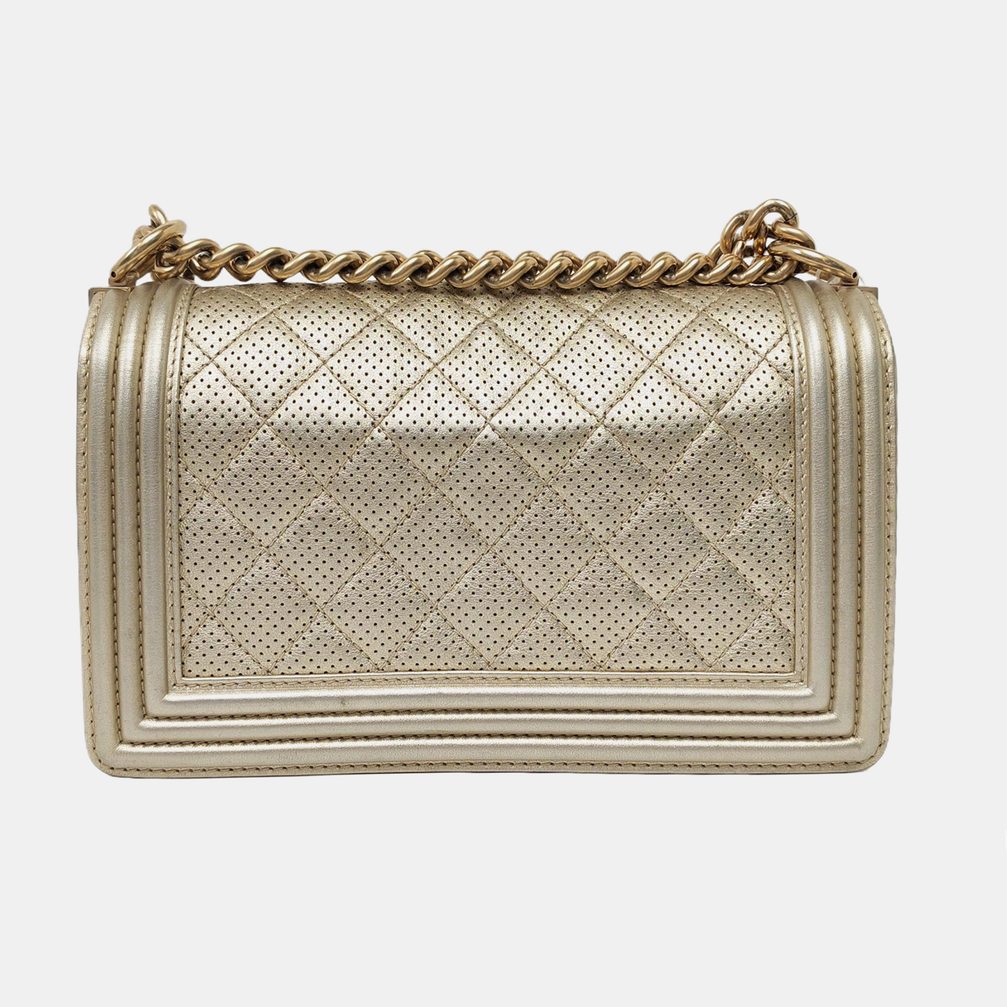 CHANEL BOY CHANEL Medium Size Champagne Calfskin Quilted Crossbody Bag Shoulder Bag Golden Hardware 20 Opening Removable Strap-(SKU)-956086574