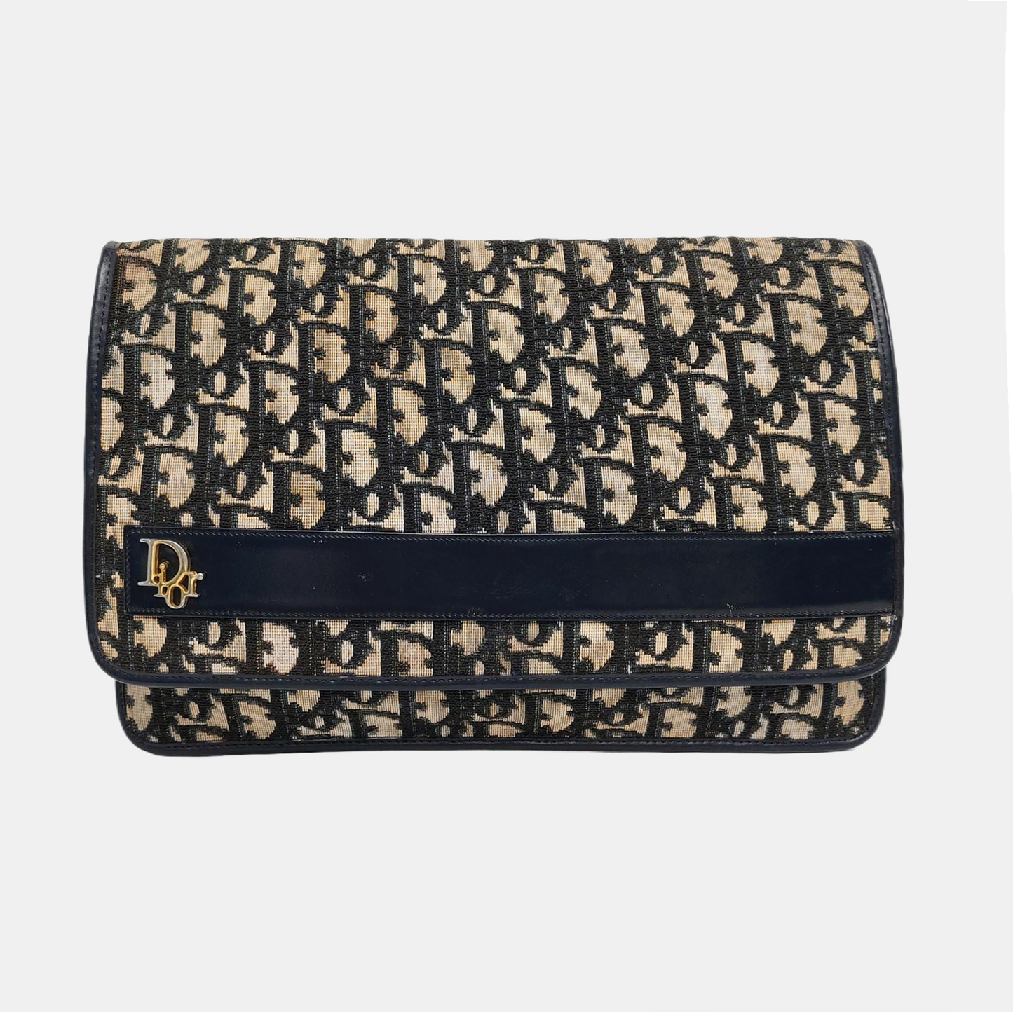 DIOR Brown Canvas Monogrammed Clutch Golden hardware-(SKU)-956712038
