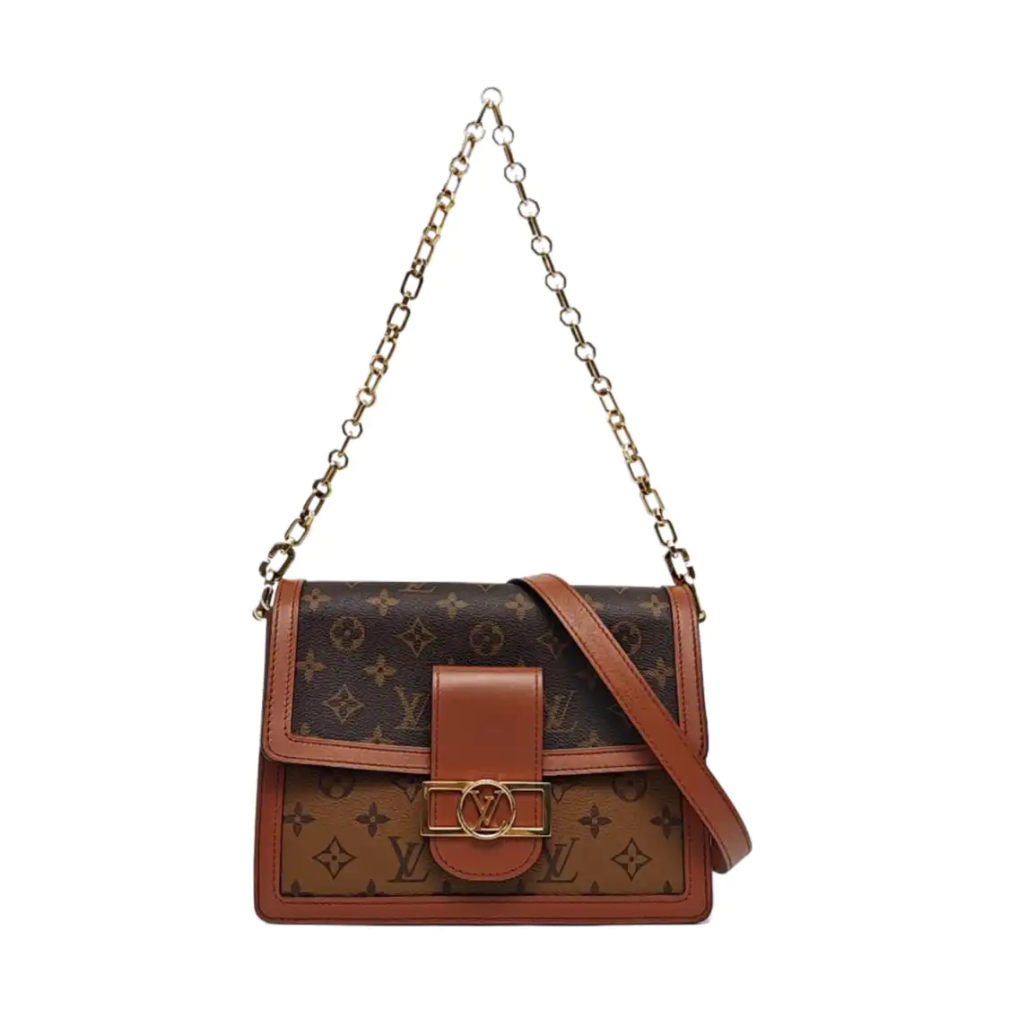 LOUIS VUITTON DAUPHINE Medium Brown Coated Canvas Monogram Vernis Dauphine Shoulder Bag Crossbody with 2 Detachable Straps-(SKU)-957064267