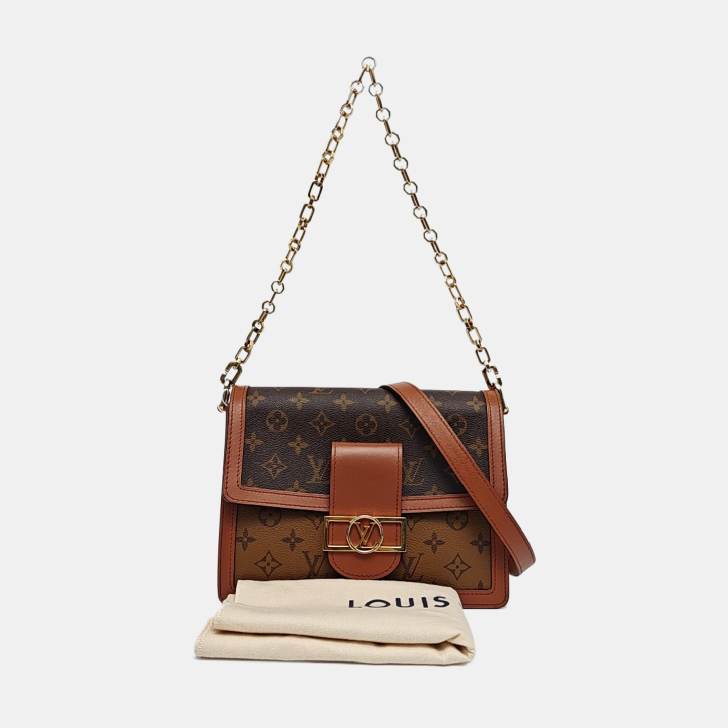 LOUIS VUITTON DAUPHINE Medium Brown Coated Canvas Monogram Vernis Dauphine Shoulder Bag Crossbody with 2 Detachable Straps-(SKU)-957064267