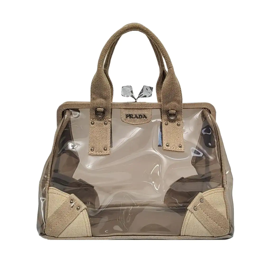 PRADA Transparent special material inlay handbag Silver Hardware Sub-bag-(SKU)-957328200
