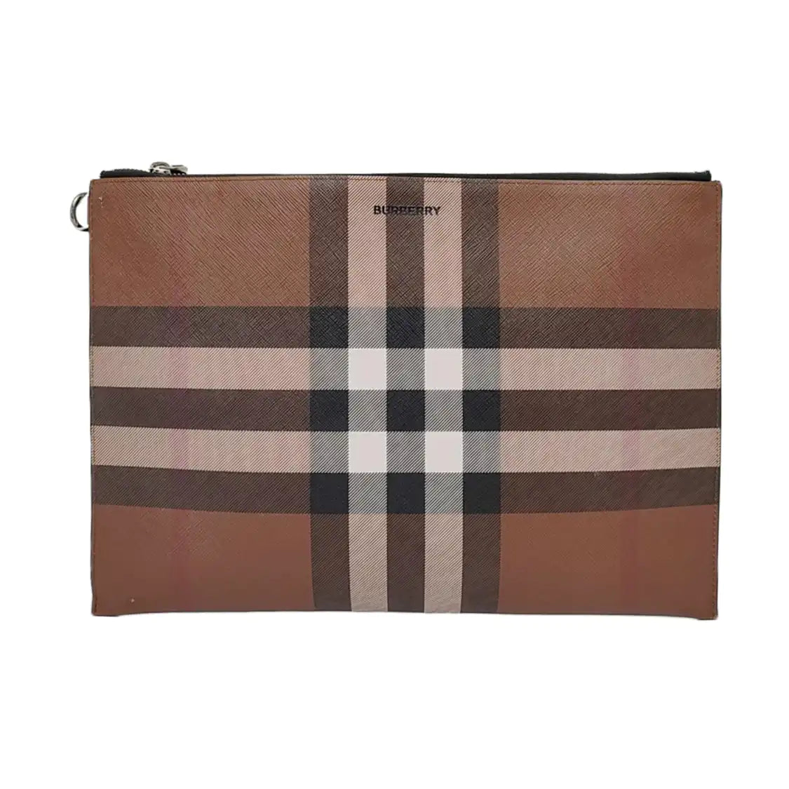 BURBERRY Large size Brown coated canvas horse race pattern clutch/handbag-(SKU)-957318549