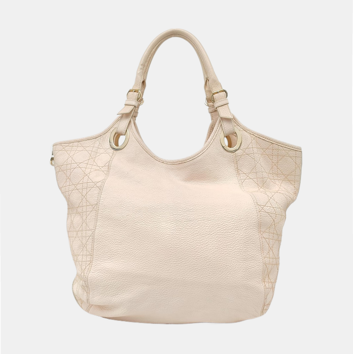 DIOR Tote bag White cowhide waffle pattern quilted single shoulder bag Golden hardware-(SKU)-957417098