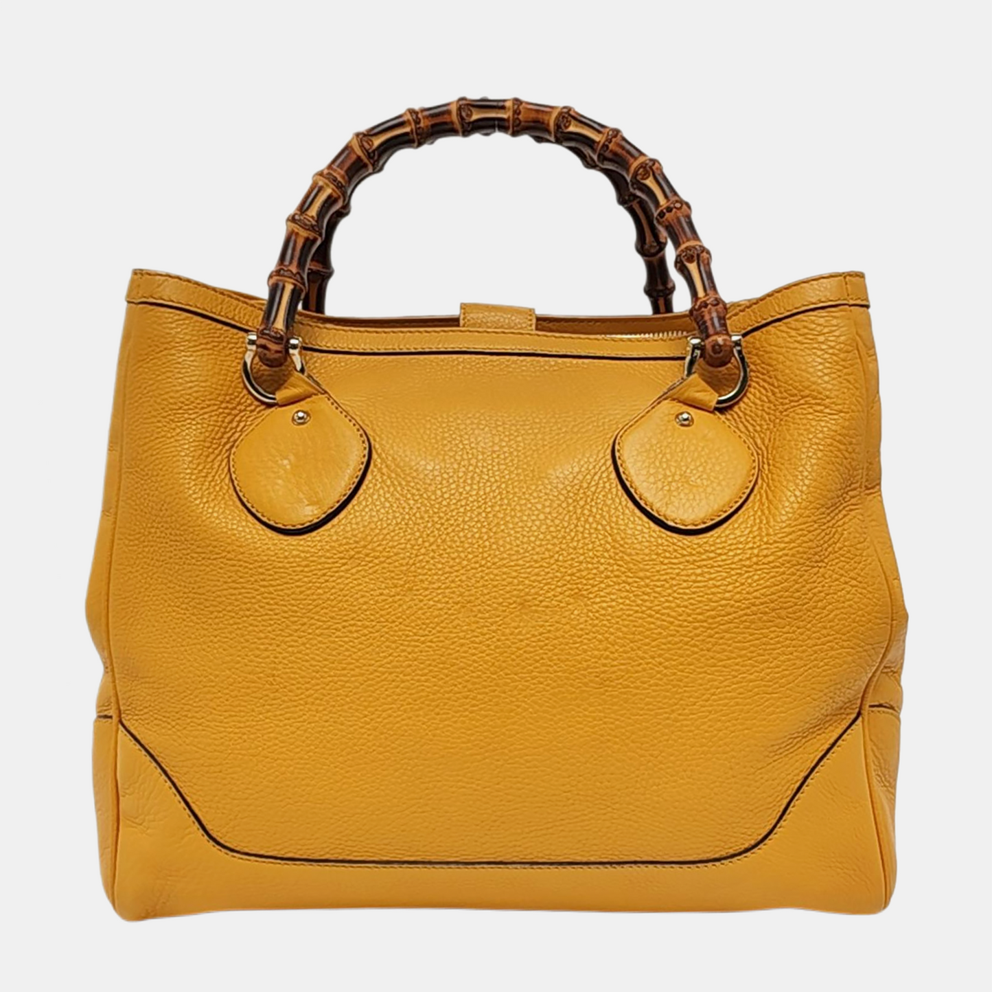 GUCCI Bamboo 1947 Yellow cowhide bamboo bag handbag Golden hardware-(SKU)-957418197