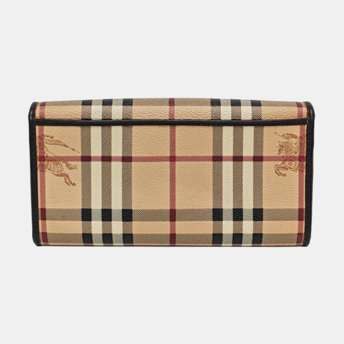 BURBERRY Beige coated canvas war horse plaid wallet Golden hardware-(SKU)-957775654