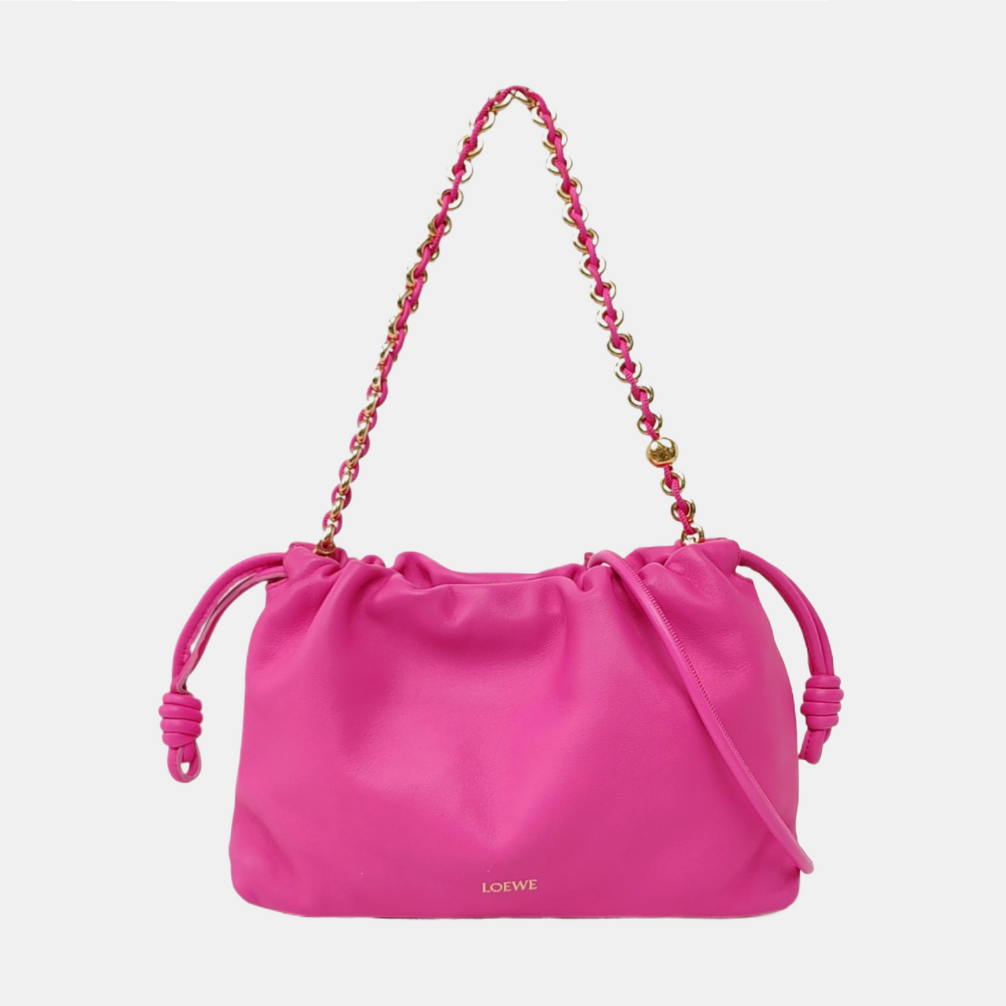 LOEWE Flamenco Pink Lamb Leather Crossbody Shoulder Bag Tote Bag Silver Hardware 2 Removable Straps-(SKU)-957690225