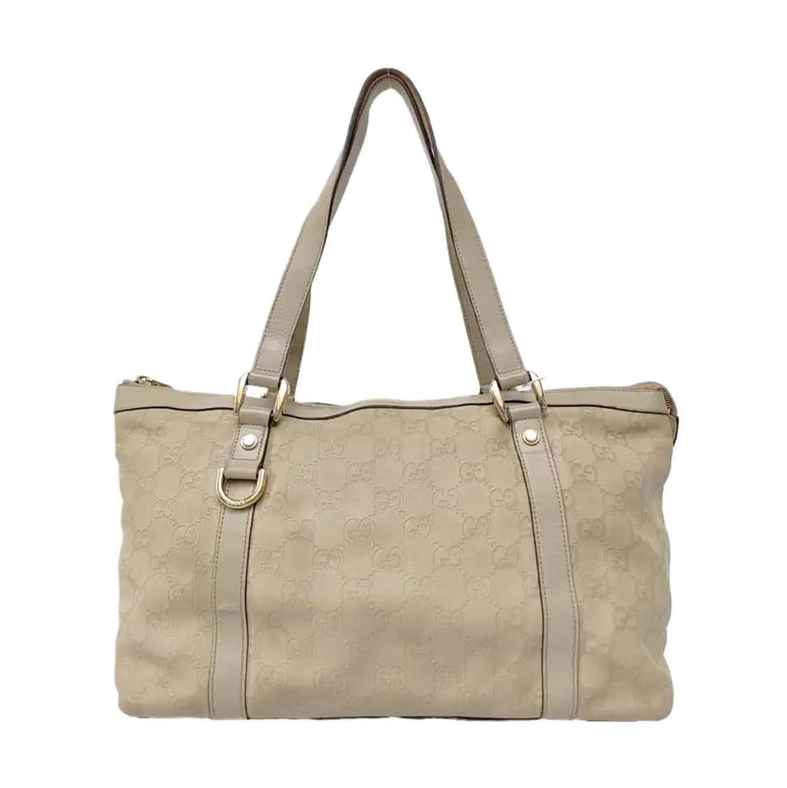 GUCCI Abbey White cowhide 老花压纹 (monogram embossed) shoulder bag/handbag Golden hardware-(SKU)-957784065