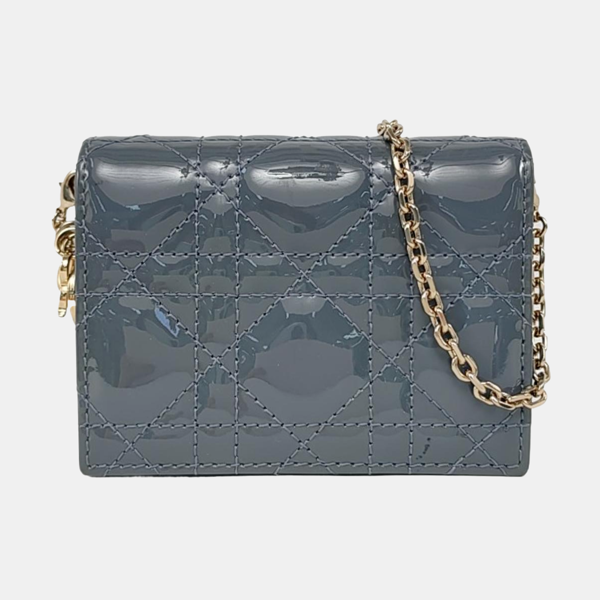 DIOR Lady Dior Blue patent leather cannage-quilted Lady Dior bag crossbody bag Golden hardware Removable shoulder strap-(SKU)-957695100