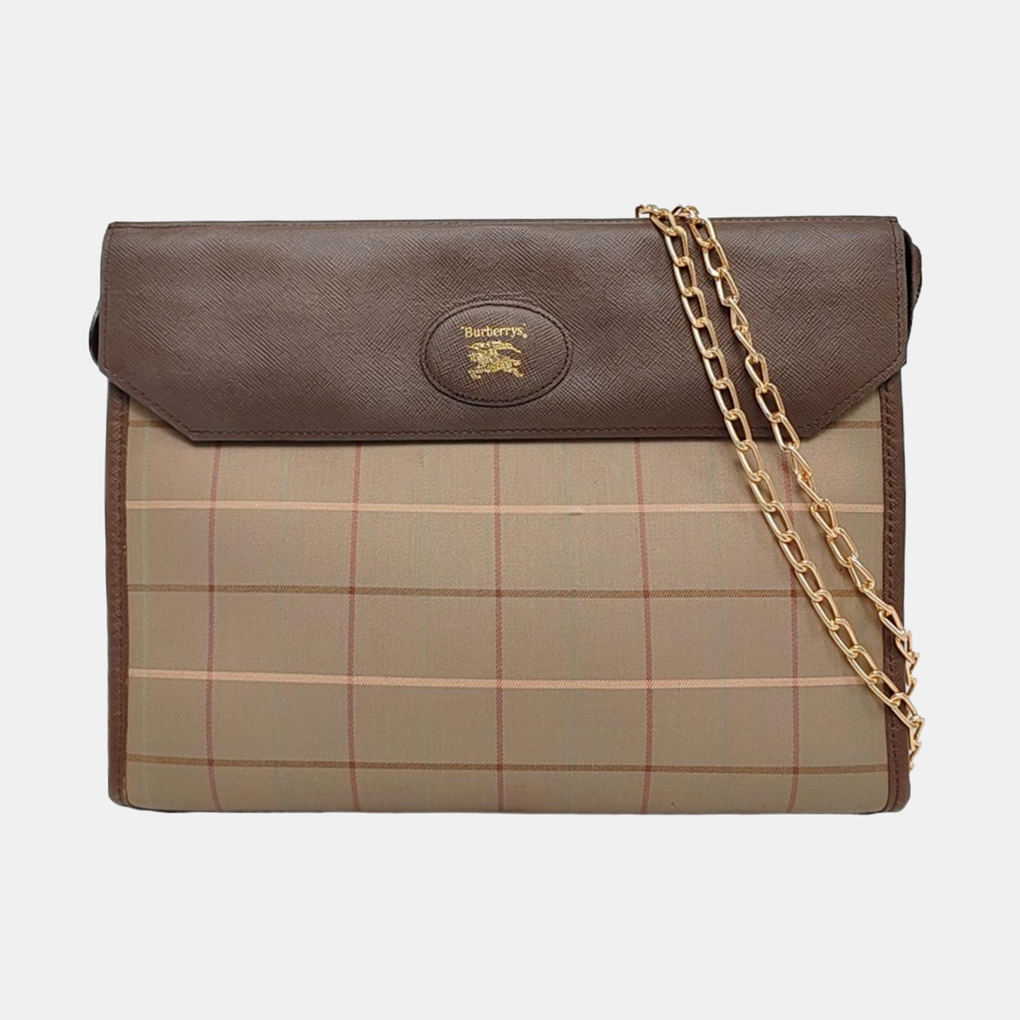 BURBERRY Khaki Canvas Handbag Golden hardware-(SKU)-957969419