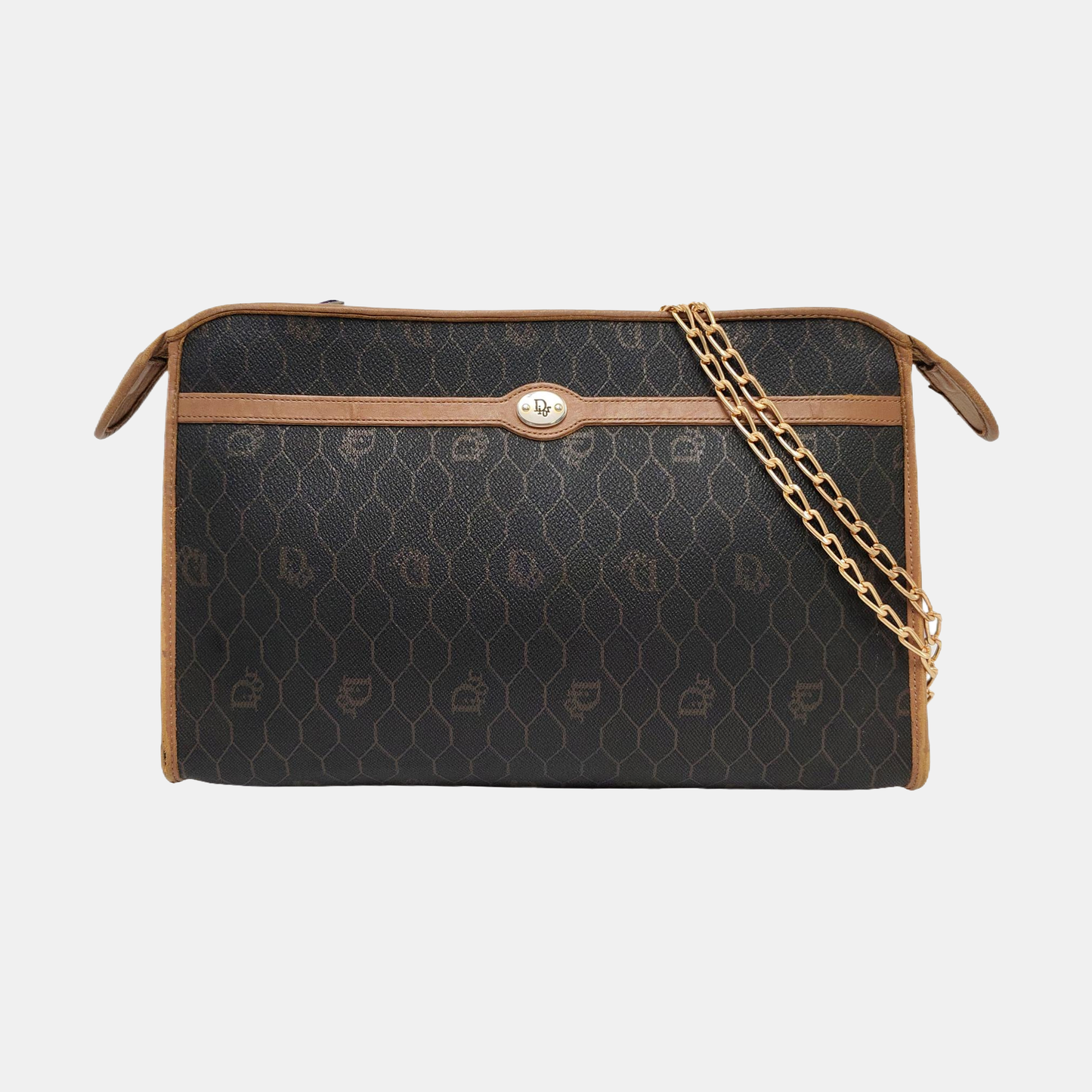 DIOR Black Coated Canvas Printed Handbag Golden hardware-(SKU)-957963351