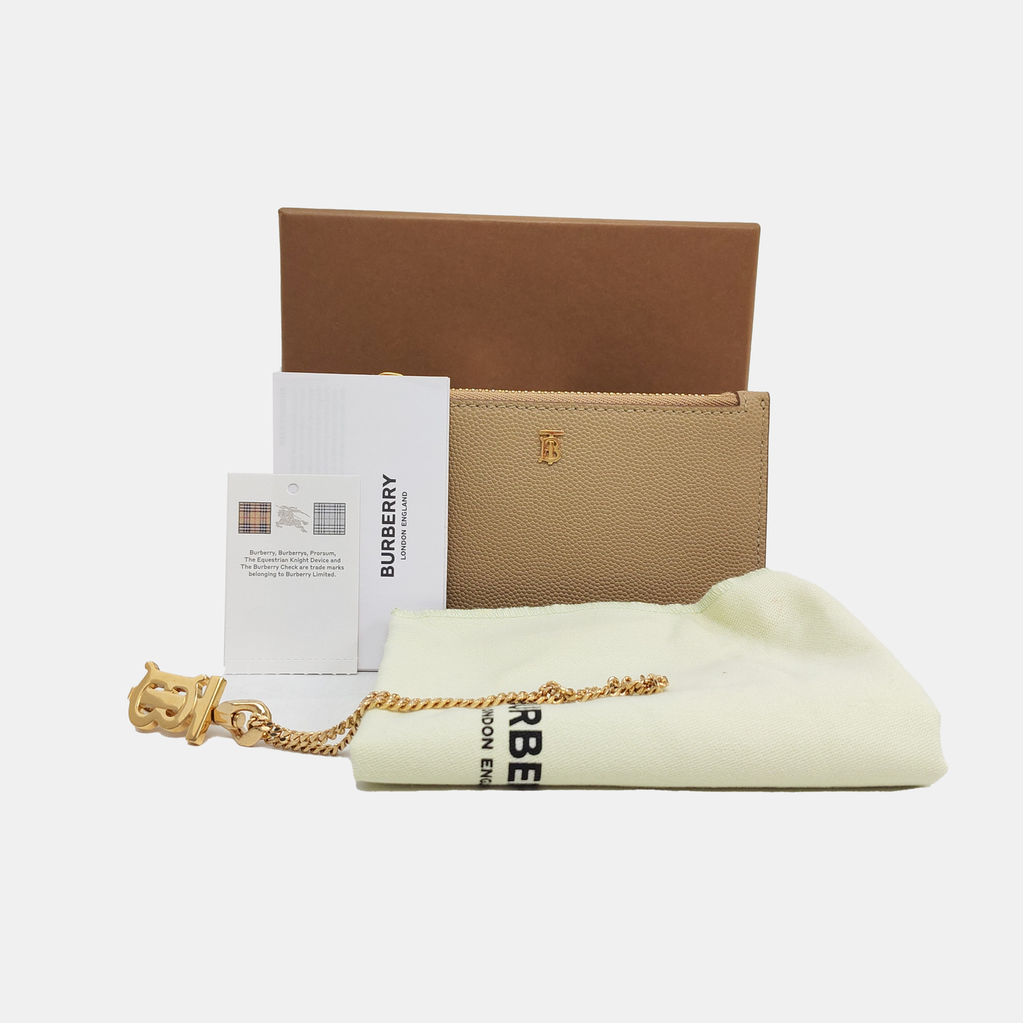 BURBERRY 卡其色牛皮TB钱包 Golden hardware-(SKU)-957423070