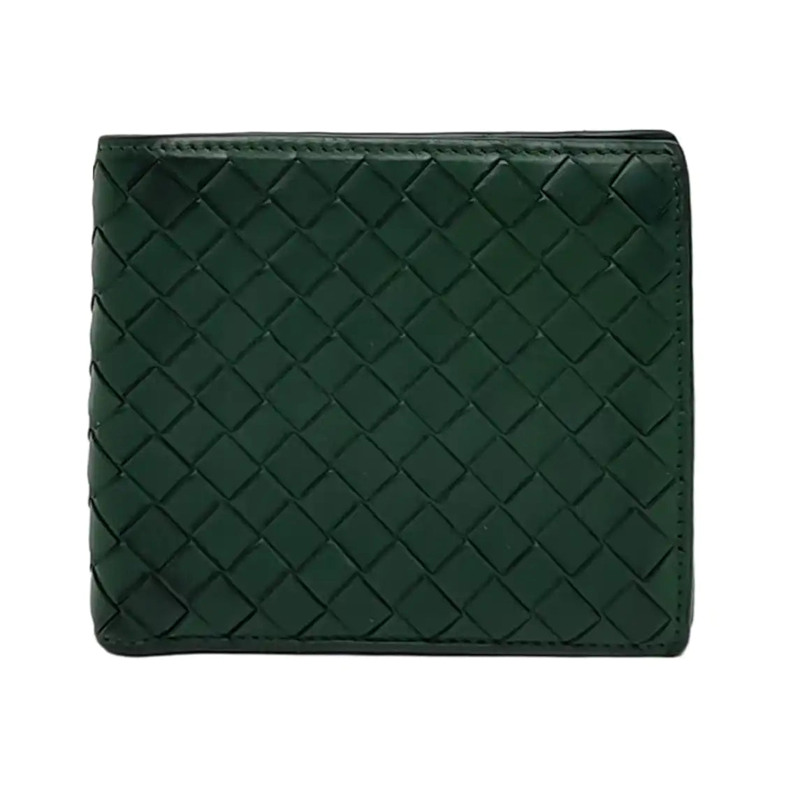 BOTTEGA VENETA Dark Green Leather Woven Wallet-(SKU)-957985549