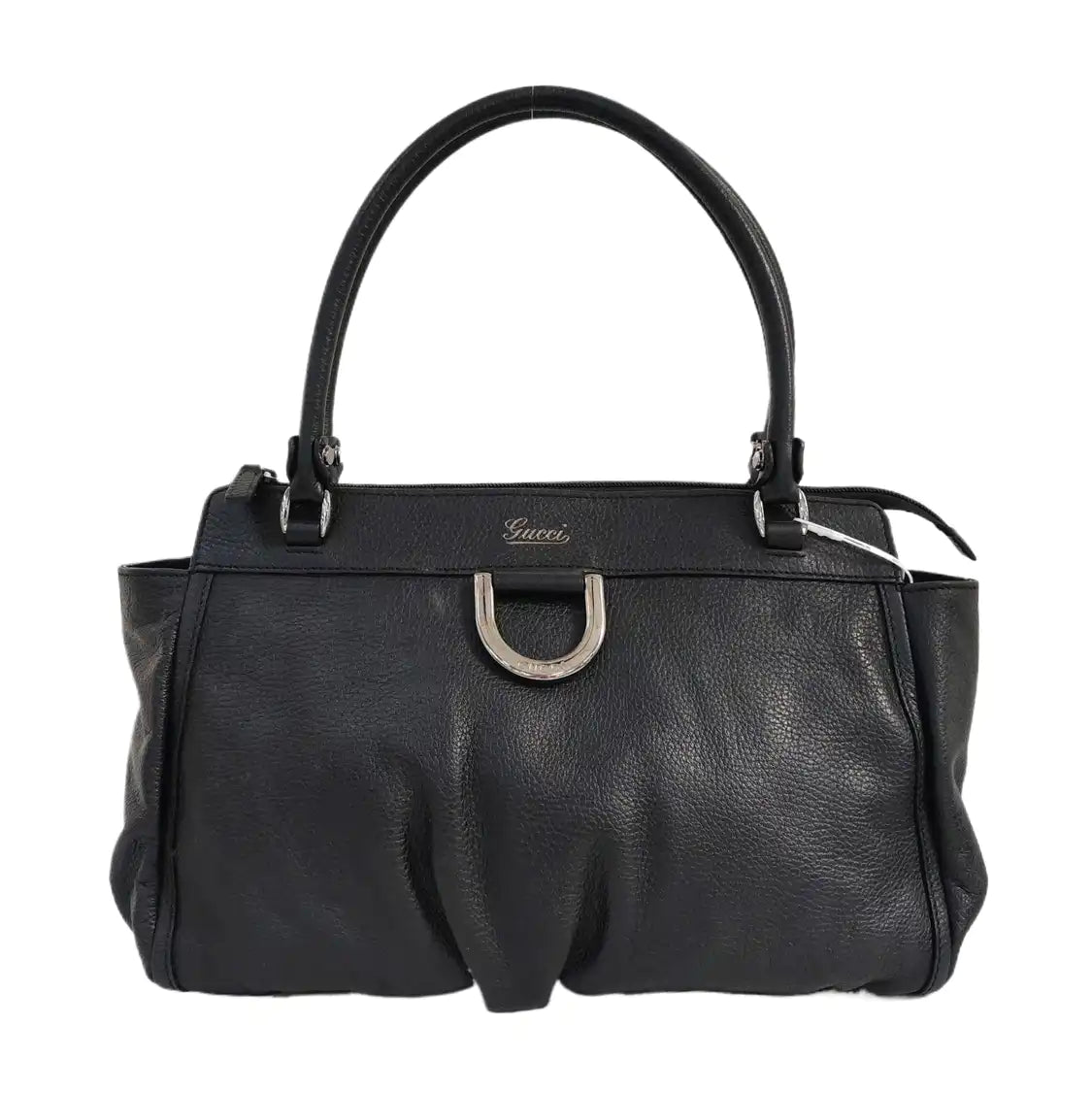 GUCCI D Gold Black Leather Single Shoulder Bag Silver Hardware-(SKU)-957921369