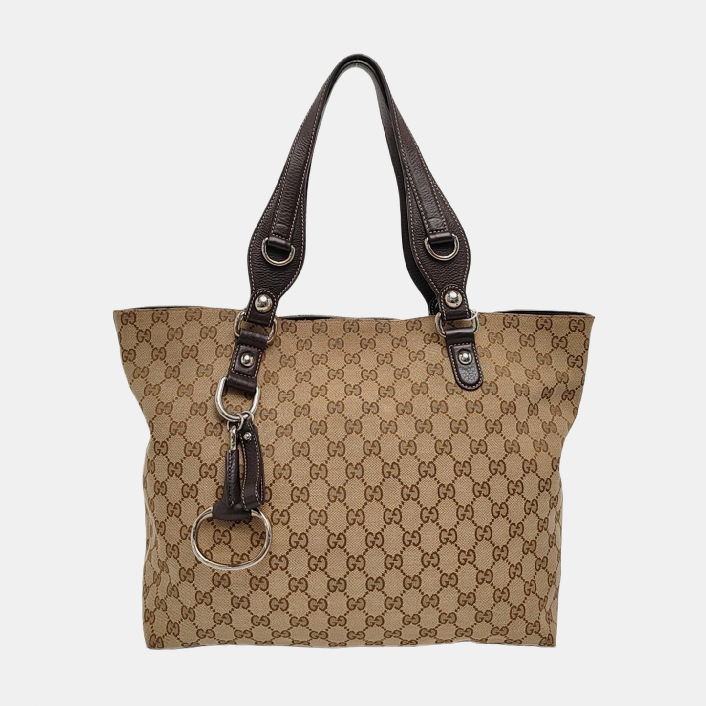 GUCCI Babouska Khaki canvas monogram crossbody bag, handbag Silver Hardware-(SKU)-958404540