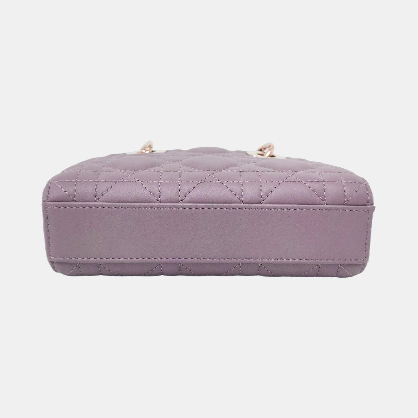 DIOR Lady D-Joy Super Mini Purple Lamb Skin Wicker Stitched Crossbody Shoulder Bag Handbag Tote Bag Golden Hardware 2 Removable Straps-(SKU)-958282279