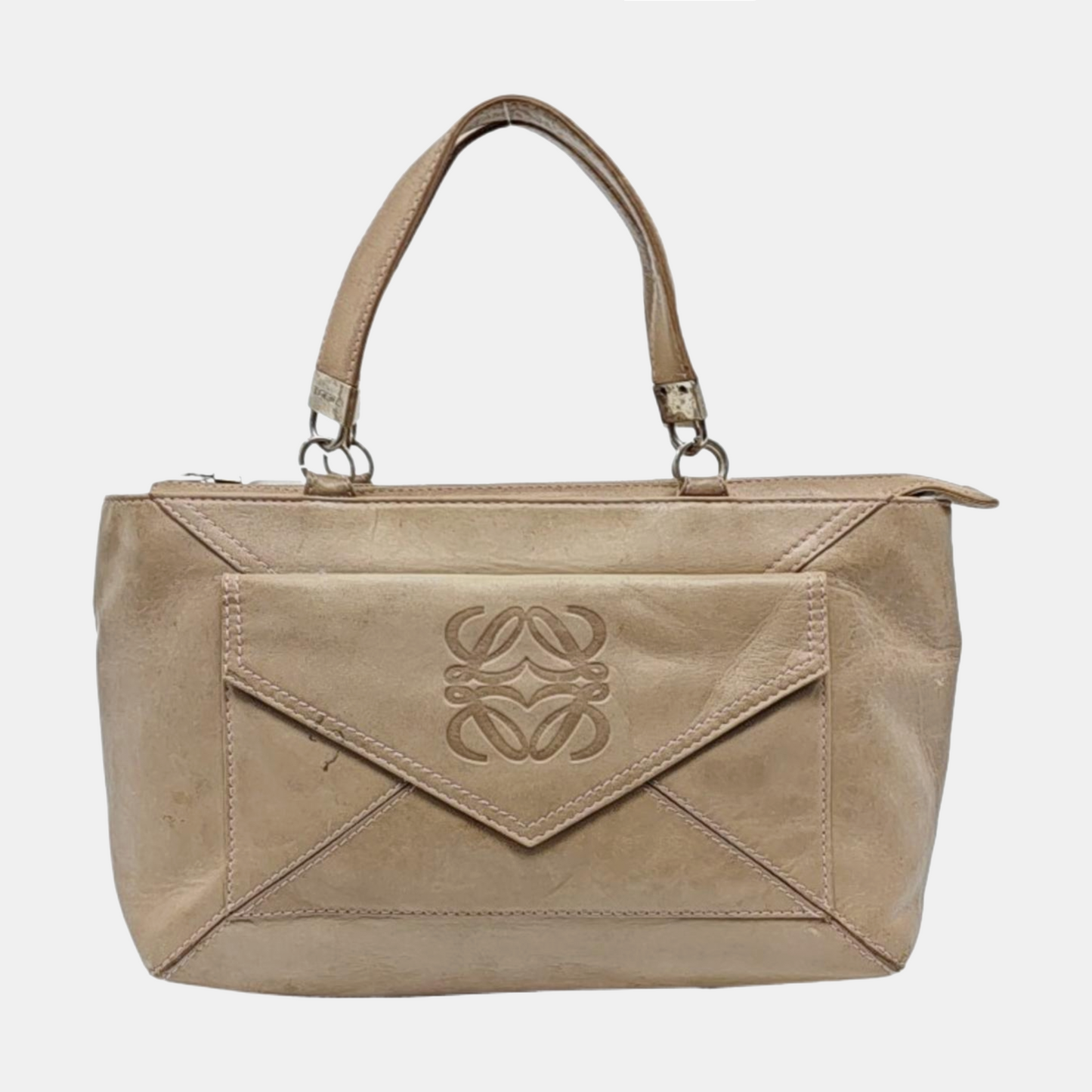 LOEWE Khaki Lambkin Embossed Handbag Silver Hardware-(SKU)-958006542