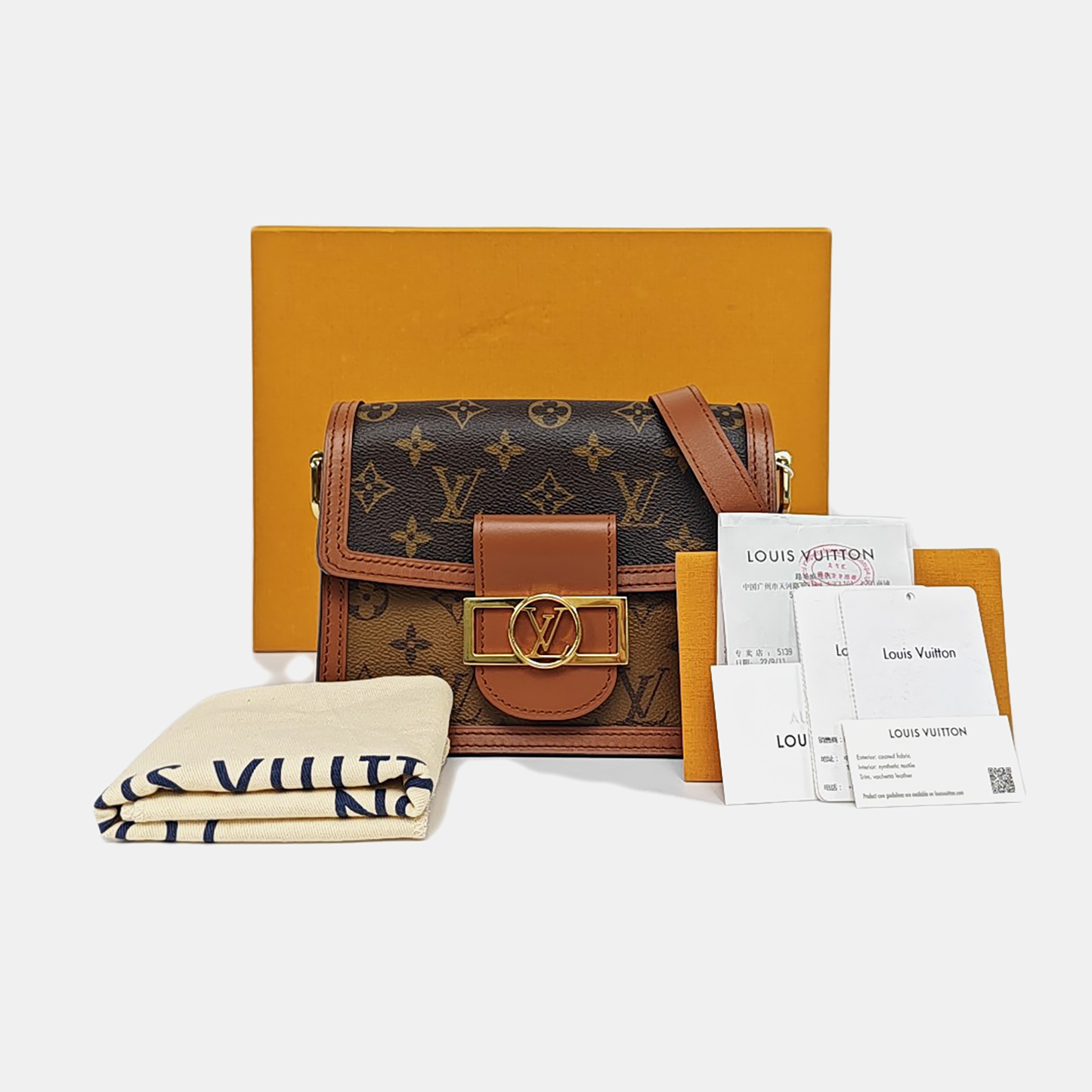 LOUIS VUITTON DAUPHINE Mini Brown Coated Canvas Monogram Vernis Dauphine Crossbody Bag Shoulder Bag Adjustable Strap Complete Accessories-(SKU)-958208247