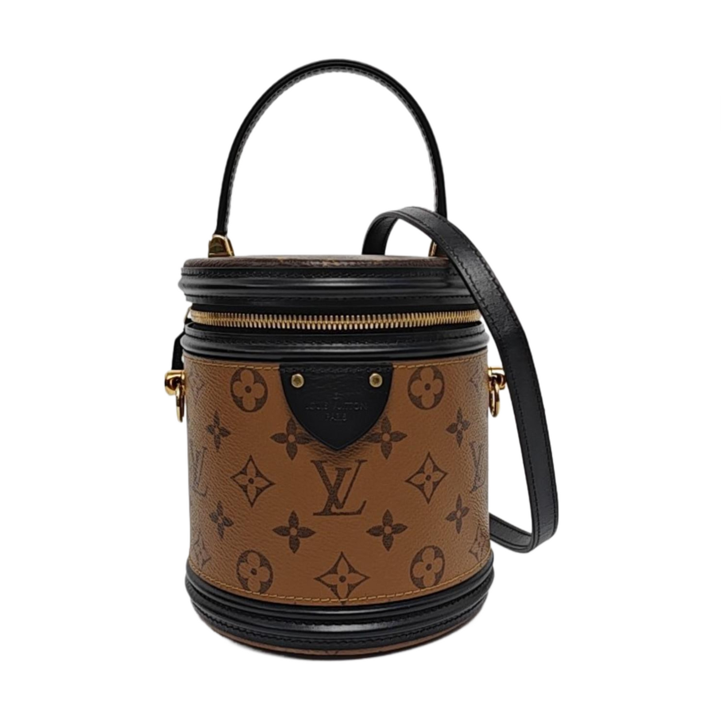 LOUIS VUITTON CANNES Small Brown Coated Canvas Monogram Damier Ebene Crossbody Tote Shoulder Bag Golden Hardware Removable Shoulder Strap-(SKU)-958365083