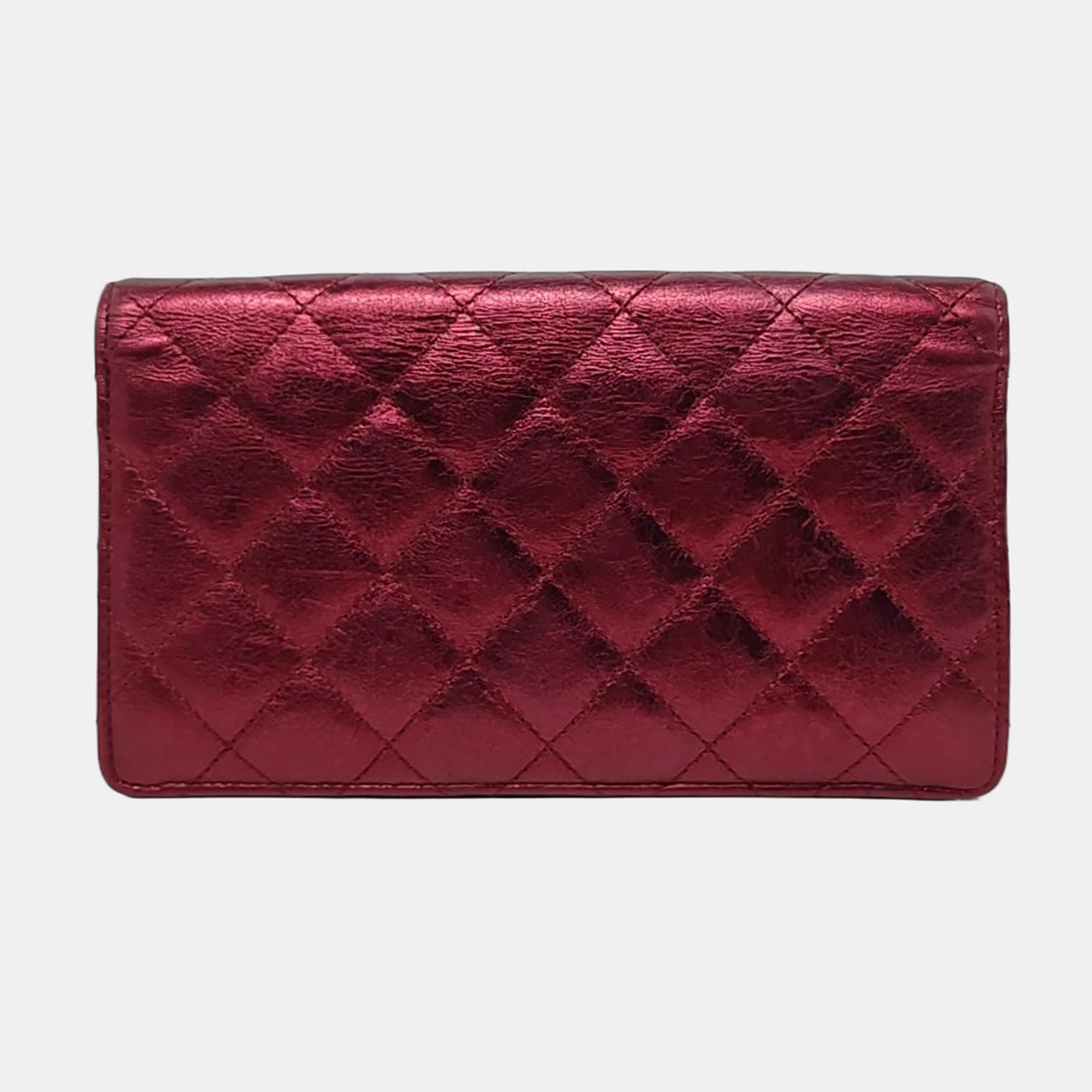 CHANEL 2.55 Plum Red Cowhide Diamond Quilted Wallet Golden hardware 12nan-(SKU)-958596895