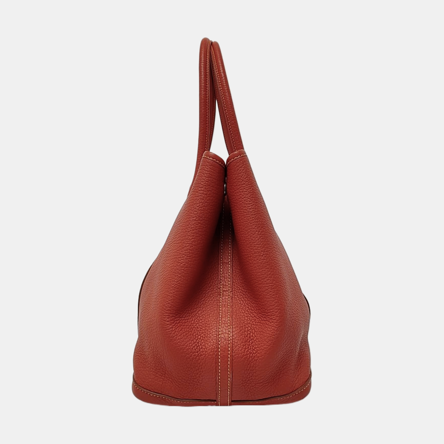HERMÈS Garden Party 36 Red Negonda Leather Handbag, Silver Hardware, 🅀 Monogrammed-(SKU)-958206619