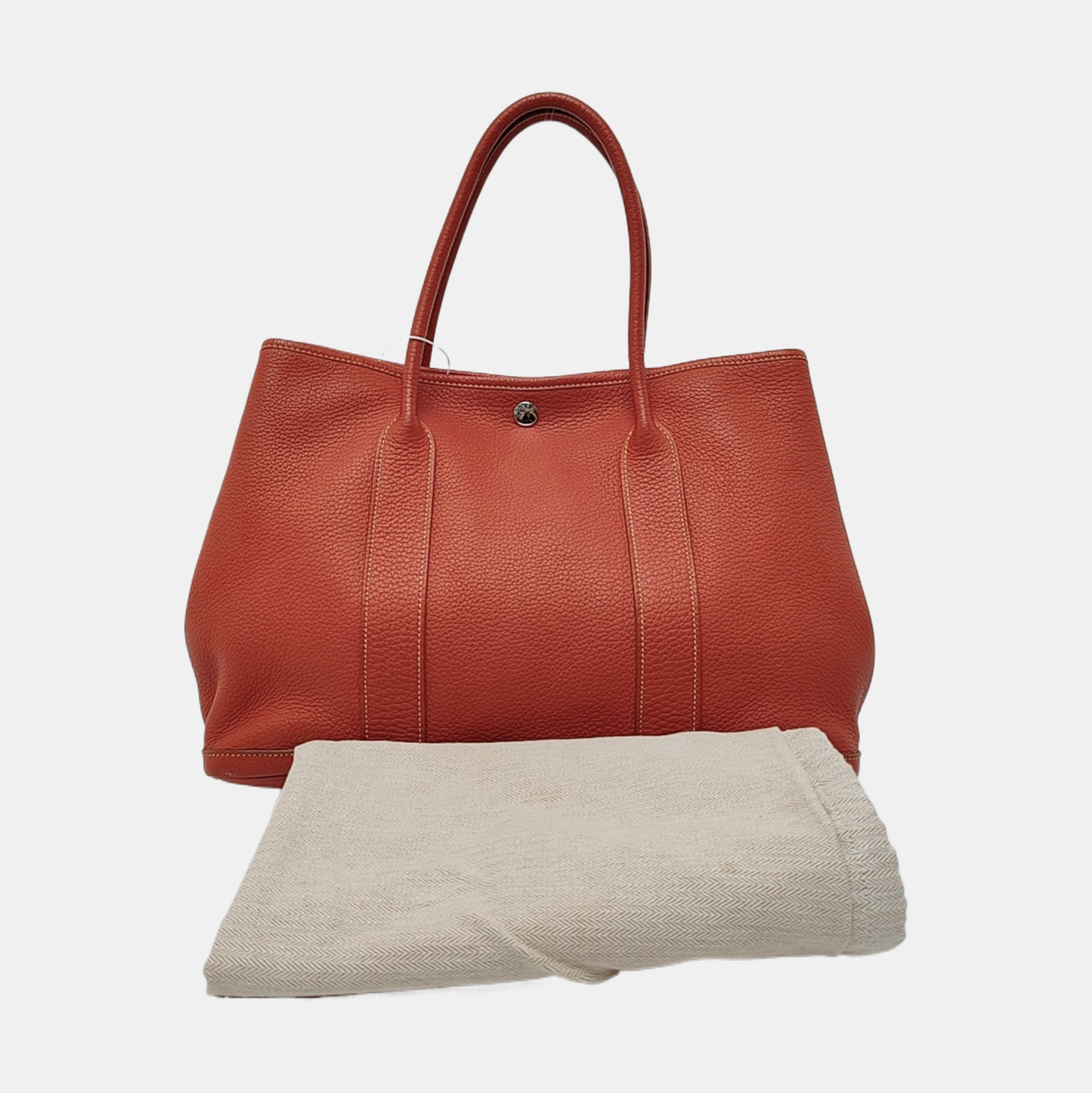 HERMÈS Garden Party 36 Red Negonda Leather Handbag, Silver Hardware, 🅀 Monogrammed-(SKU)-958206619