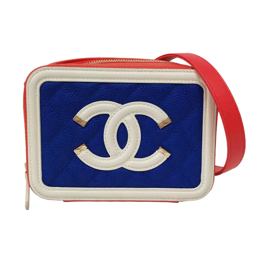 CHANEL FILIGREE Blue Calfskin Quilted Shoulder Bag Tote Crossbody Bag Gold Hardware 27K Clasp-(SKU)-958775150