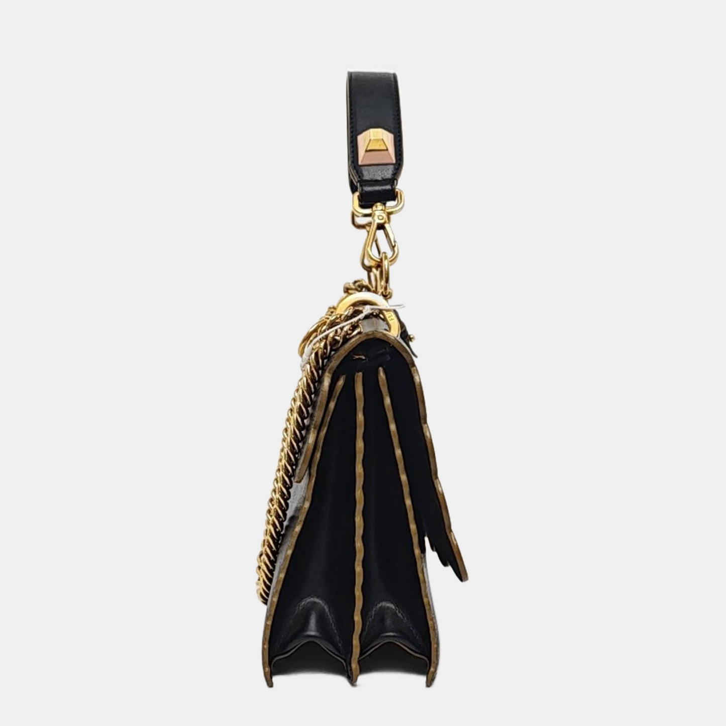 FENDI Kan I Medium size Black Cowhide Single Shoulder Bag Sling Bag Tote Golden hardware shoulder straps-(SKU)-959000092