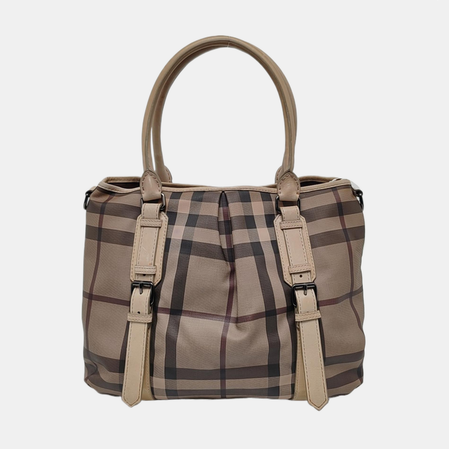 BURBERRY Tote bag Grey Coated Canvas Military Horse Pattern Shoulder Bag Ruthenium color hardware shoulder straps-(SKU)-958927473