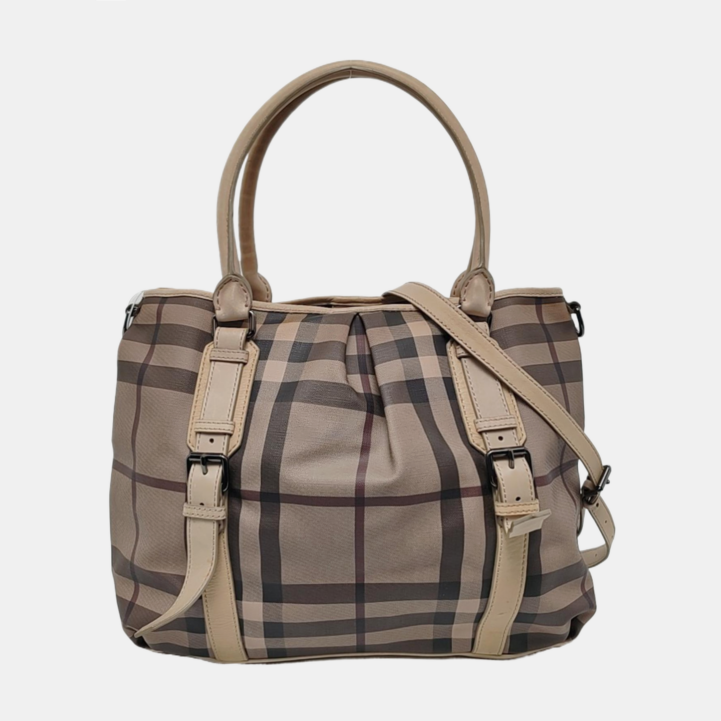 BURBERRY Tote bag Grey Coated Canvas Military Horse Pattern Shoulder Bag Ruthenium color hardware shoulder straps-(SKU)-958927473