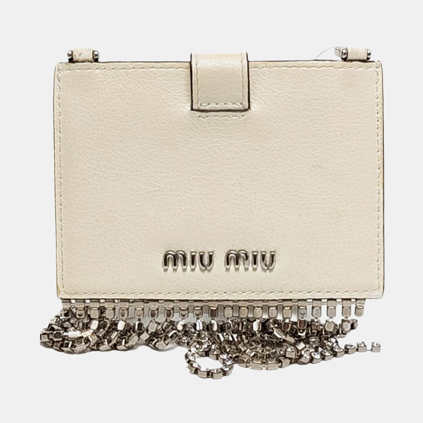 Miu Miu Fringed White Cowhide Fringe Wallet-(SKU)-959067472