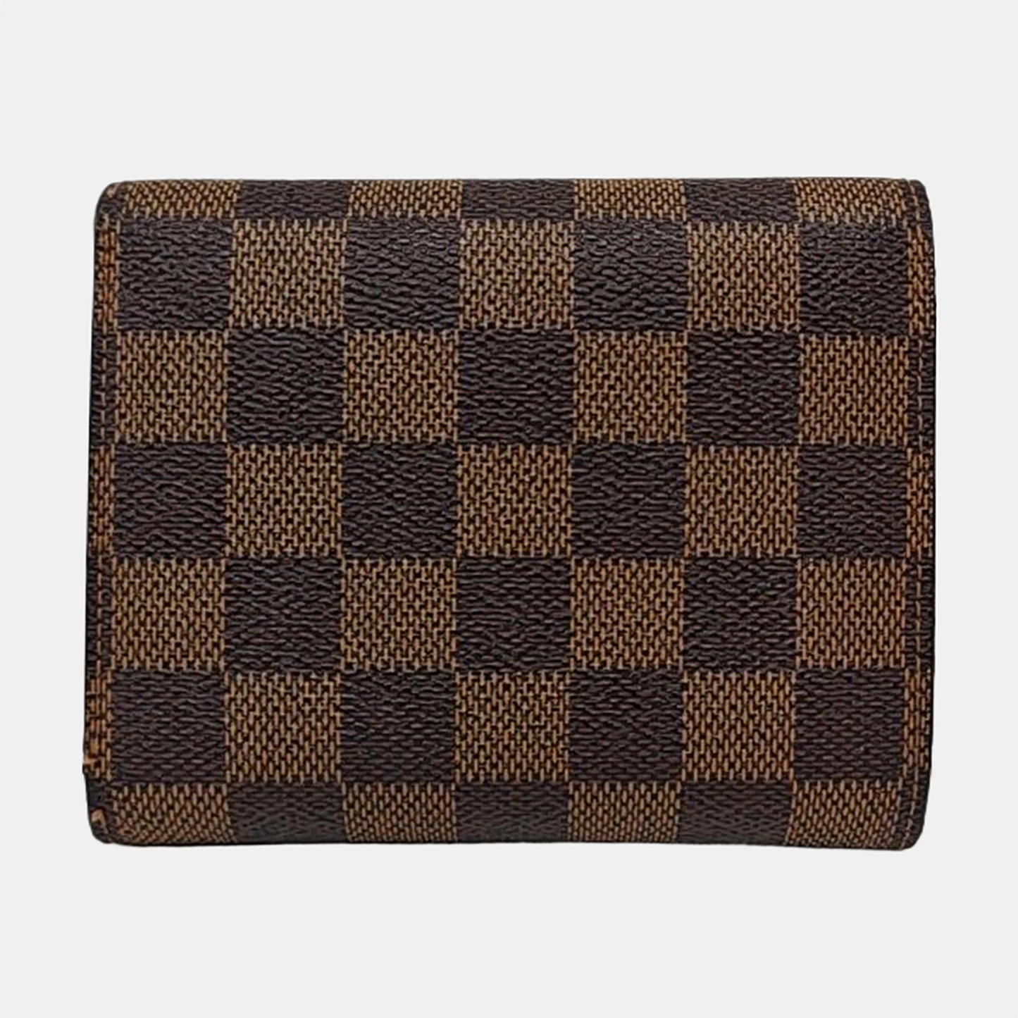 LOUIS VUITTON JOEY Brown Coated Canvas Checkered Wallet Golden hardware-(SKU)-959275247