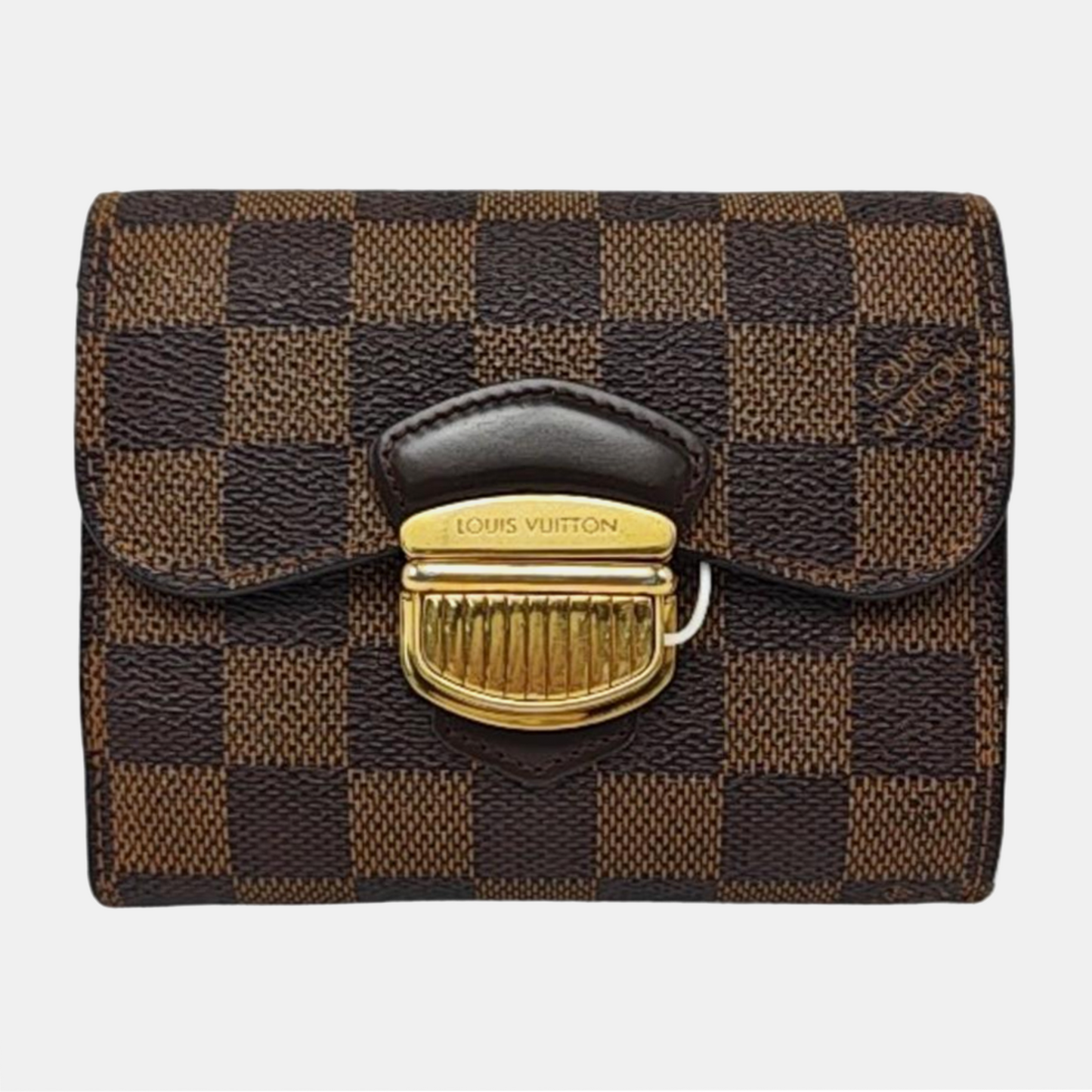 LOUIS VUITTON JOEY Brown Coated Canvas Checkered Wallet Golden hardware-(SKU)-959275247