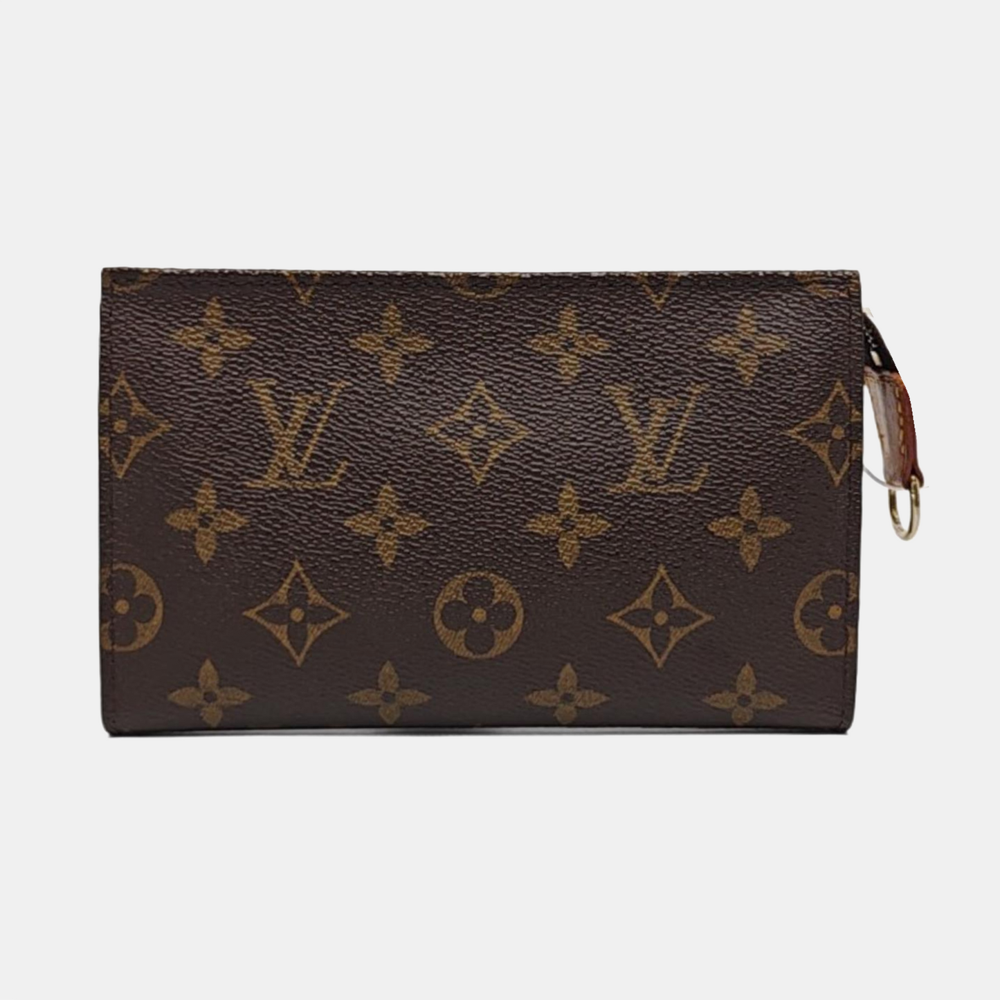 LOUIS VUITTON VOYAGE Brown Coated Canvas Monogram Cosmetic Bag Clutch Golden hardware-(SKU)-959441857