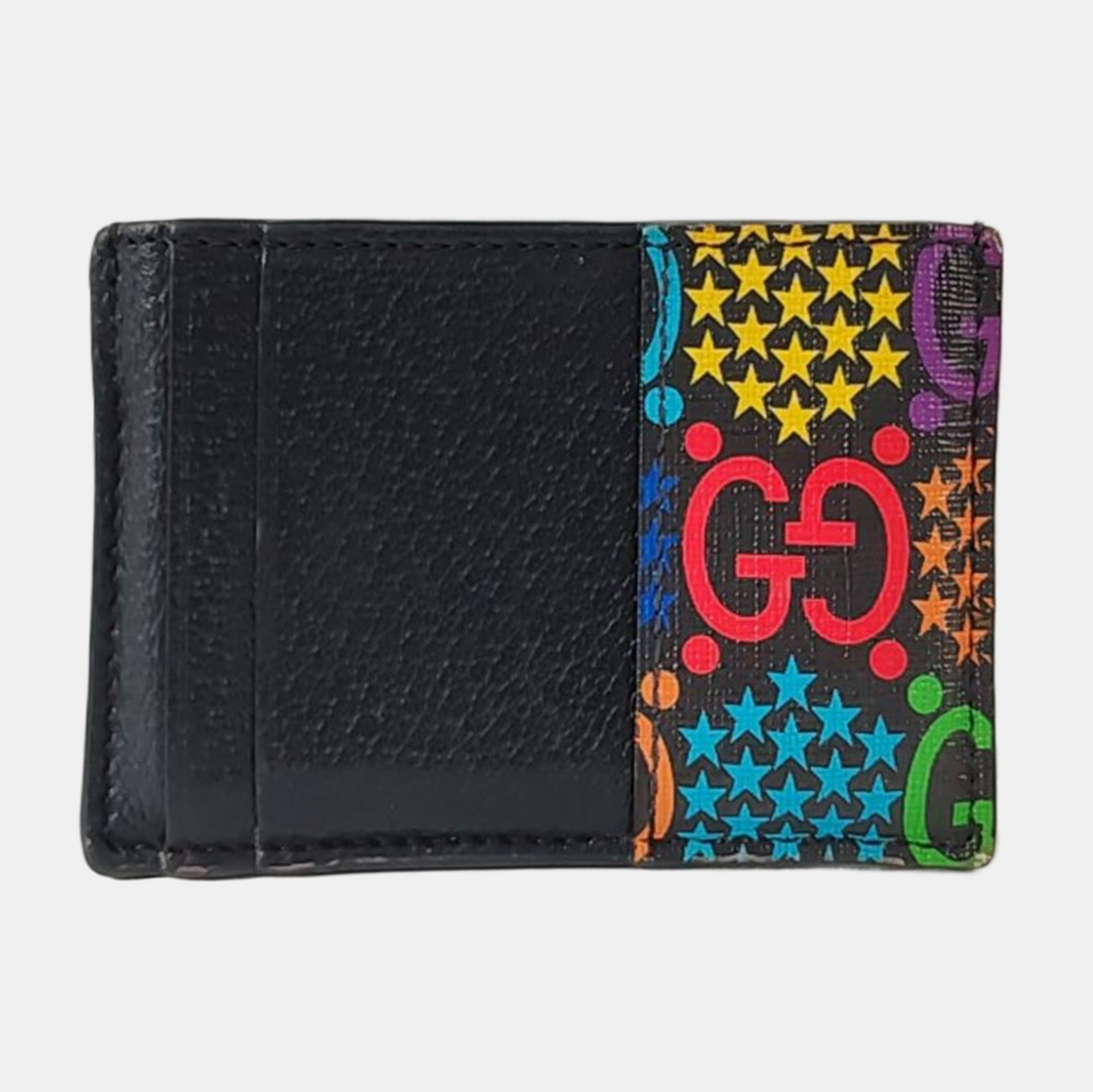 GUCCI Psychedelic Black Coated Canvas Monogrammed Printed Card Case-(SKU)-953235453