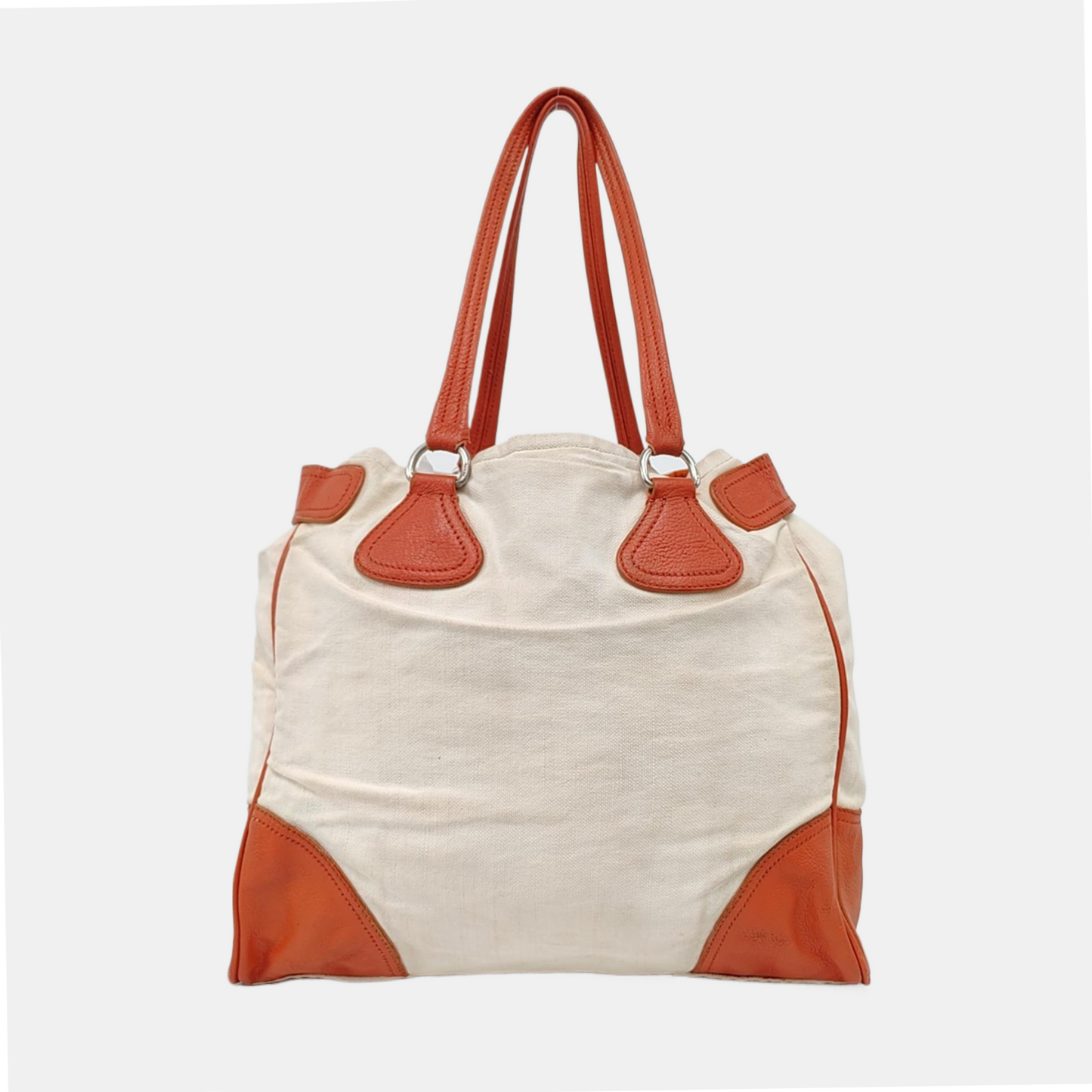 PRADA Tote bag White Canvas Single Shoulder Bag Silver Hardware-(SKU)-959232457