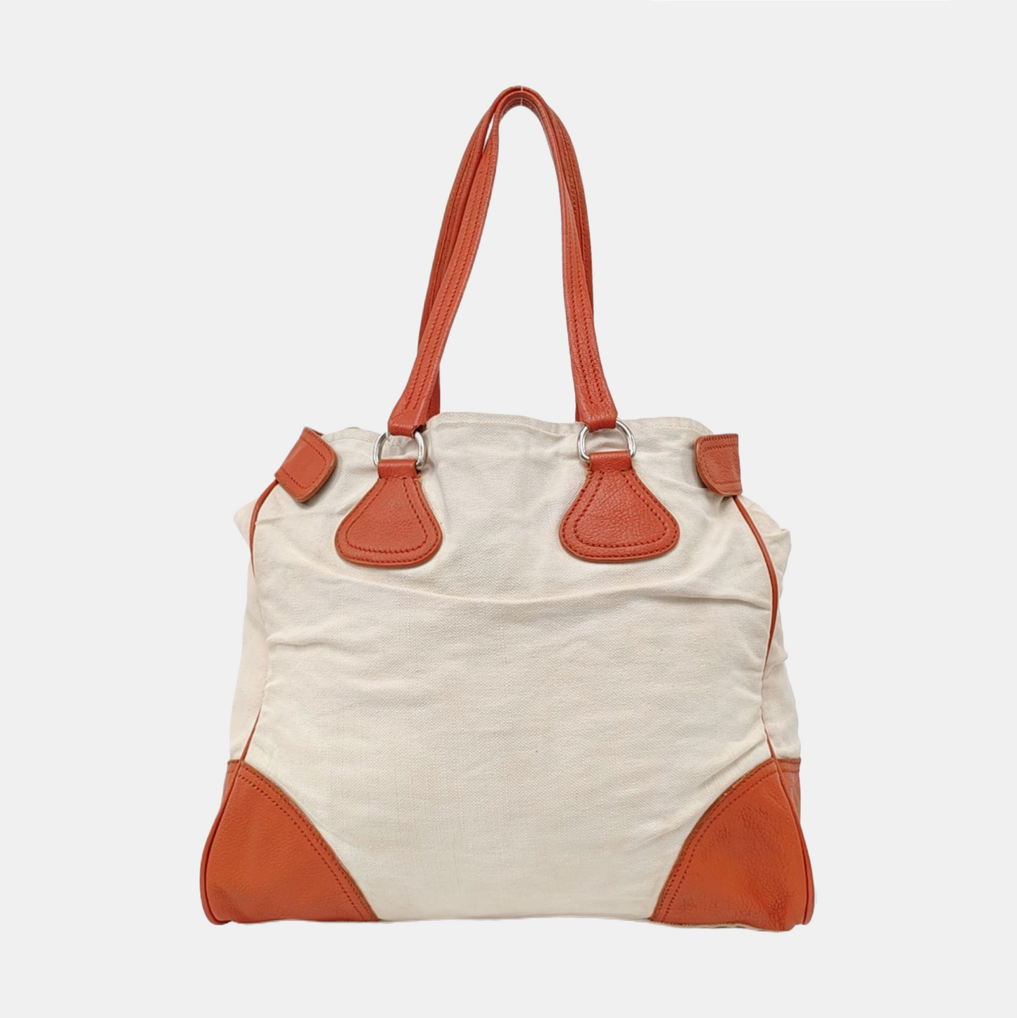 PRADA Tote bag White Canvas Single Shoulder Bag Silver Hardware-(SKU)-959232457