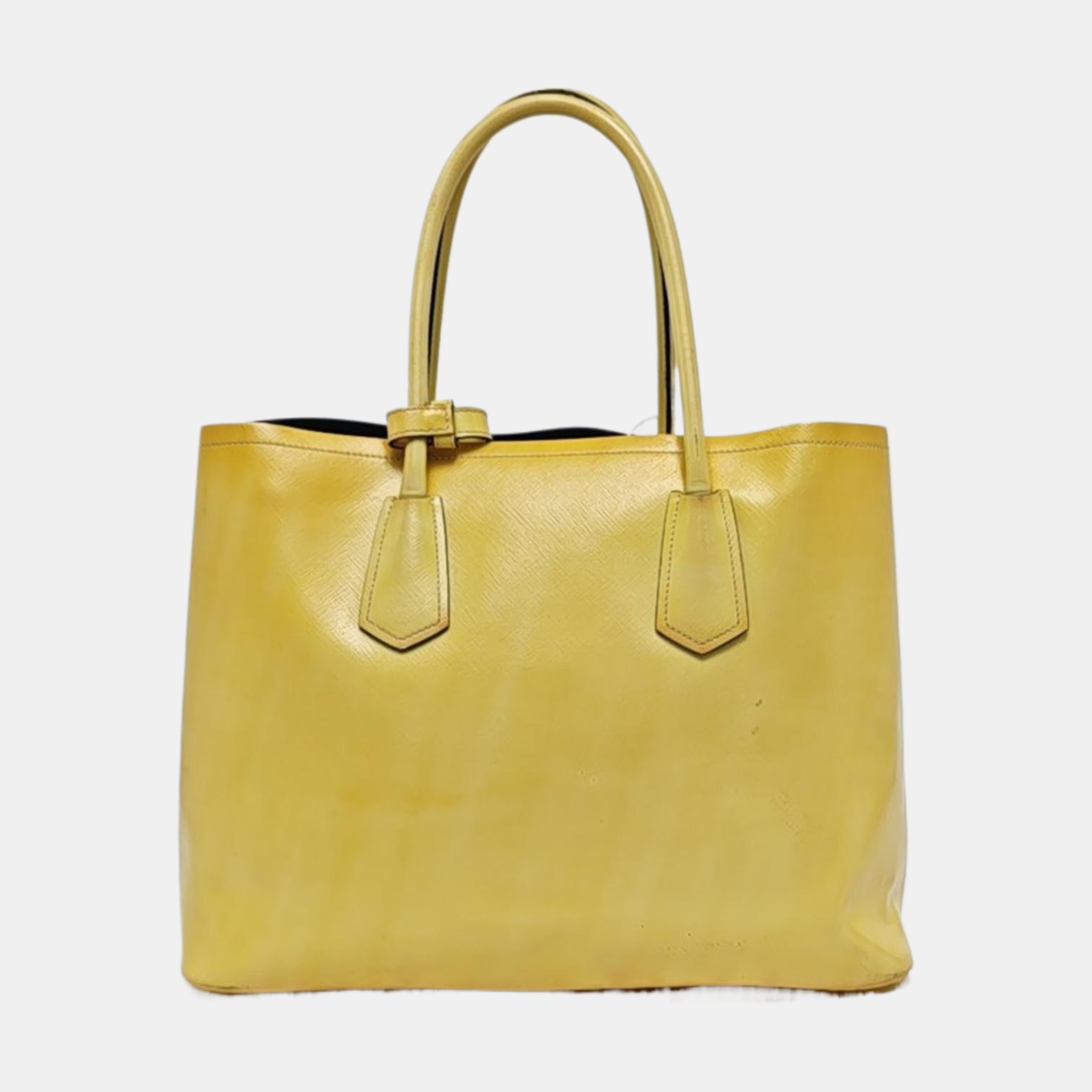 PRADA Double Yellow cowhide logo cross-grain shoulder bag Golden hardware Removable shoulder strap-(SKU)-945527362