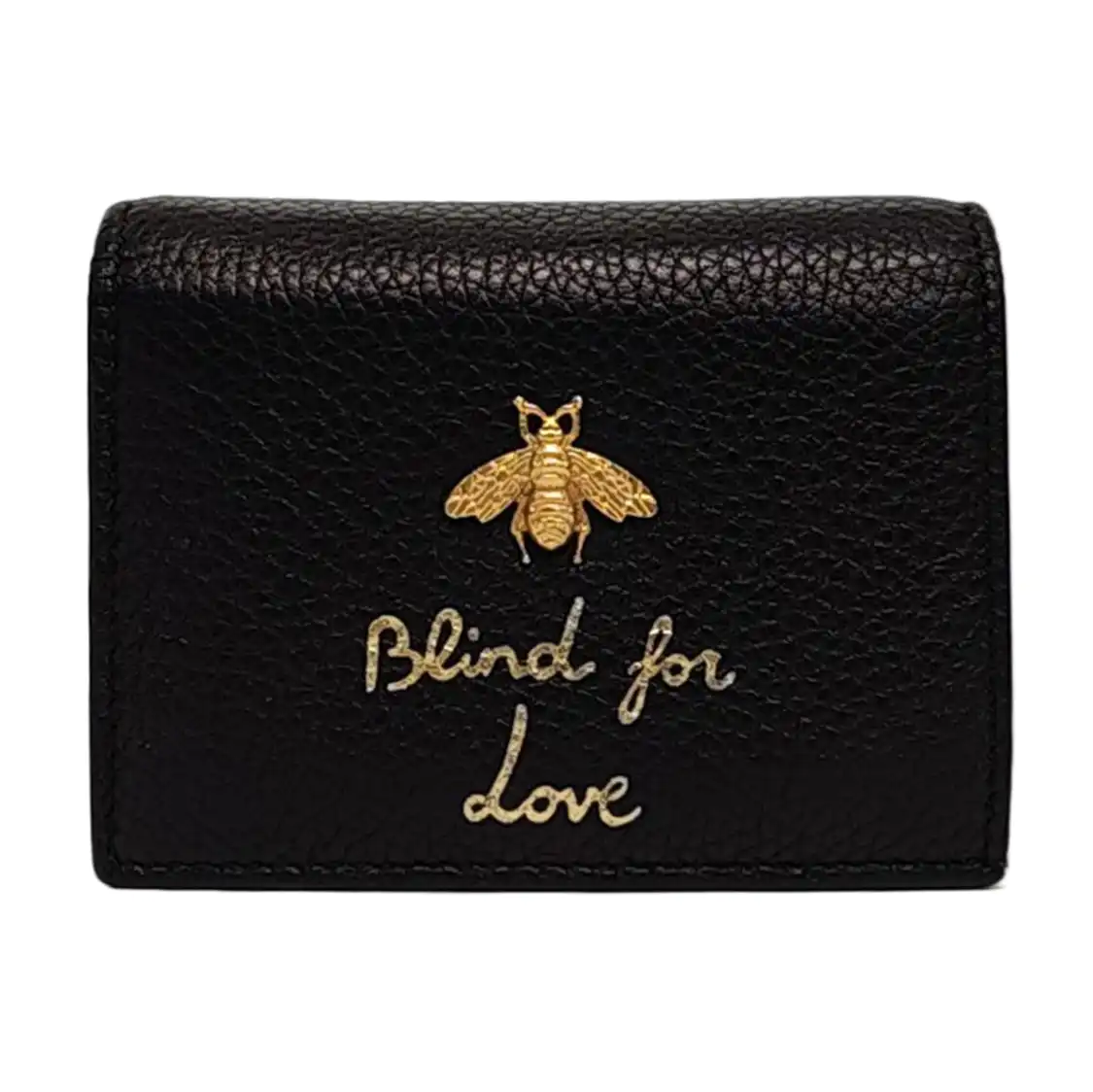 GUCCI Animalier Black Leather Printed Wallet Golden hardware-(SKU)-959022609