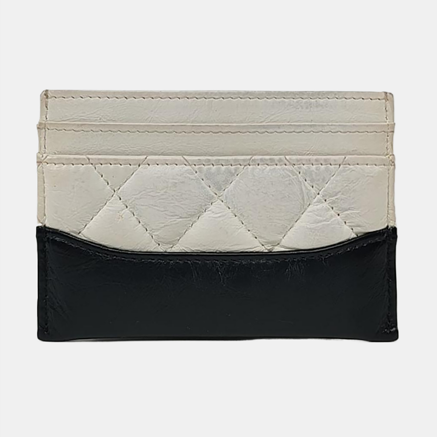 CHANEL GABRIELLE White Cowhide Diamond Pattern Card Wallet Golden hardware 25nan-(SKU)-959022571