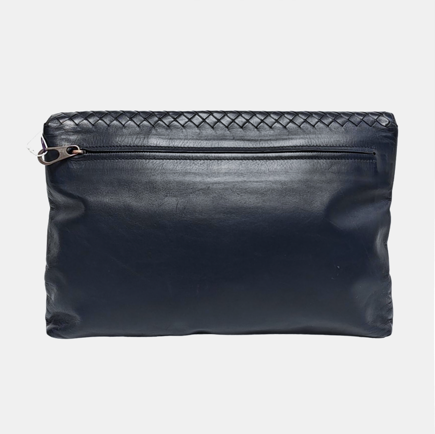 BOTTEGA VENETA Navy Blue Cowhide Leather Woven Handbag Ruthenium color hardware-(SKU)-959306334