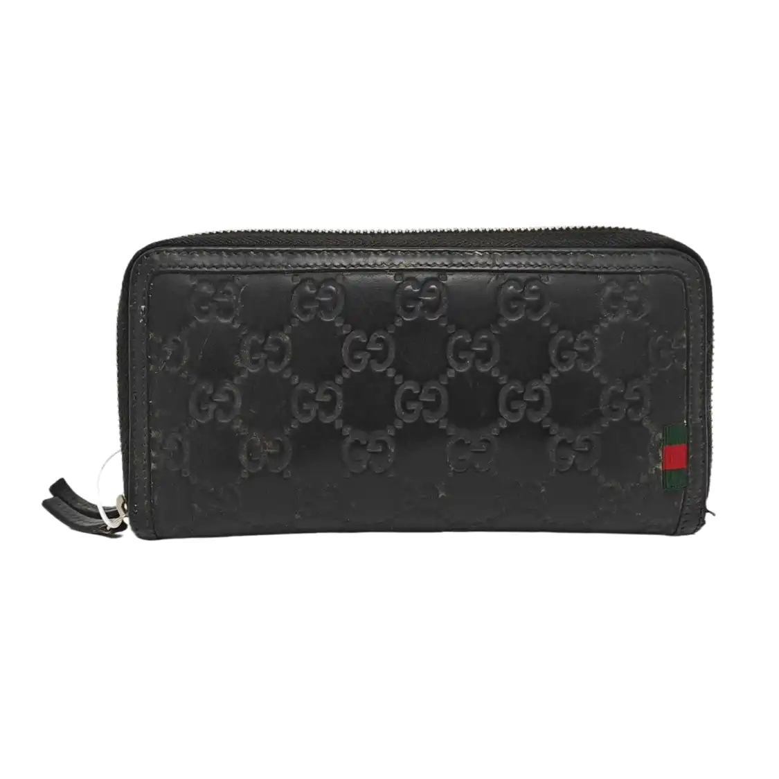 GUCCI Black cowhide monogram embossed handbag Silver Hardware-(SKU)-959345150