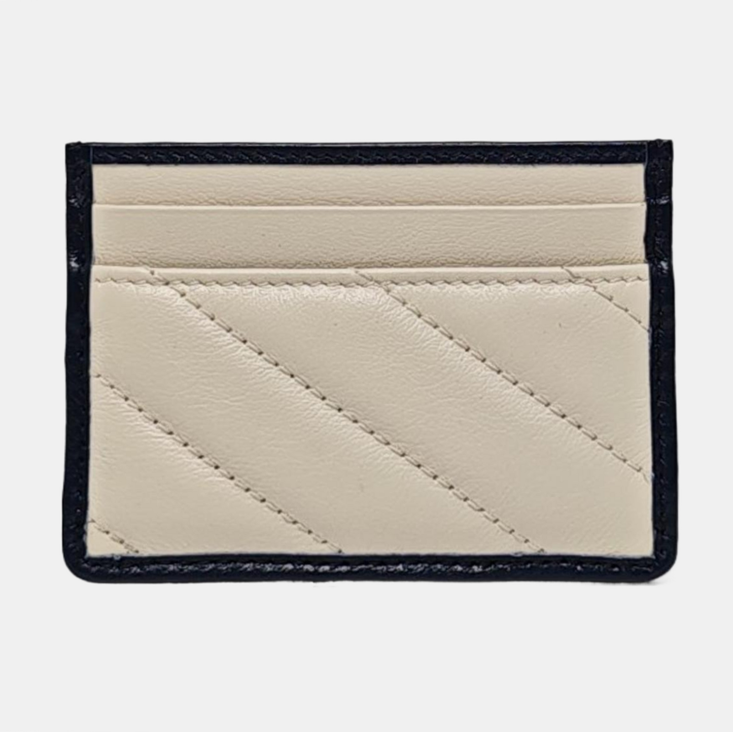 GUCCI GG Marmont White Leather Quilted Stripe Wallet Golden hardware Complete Accessories-(SKU)-959184905