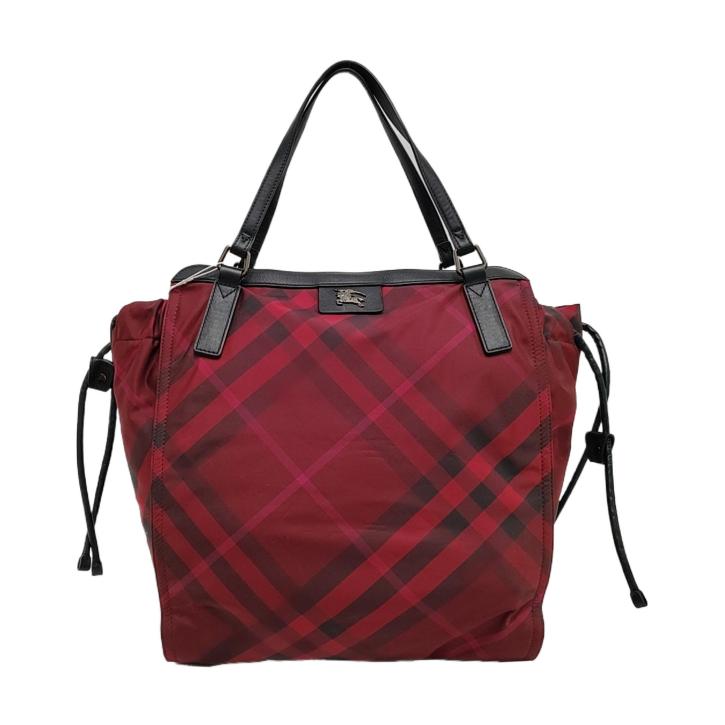 BURBERRY Buckleigh Burgundy Nylon Printed Handbag Single Shoulder Bag Black hardware-(SKU)-959494480
