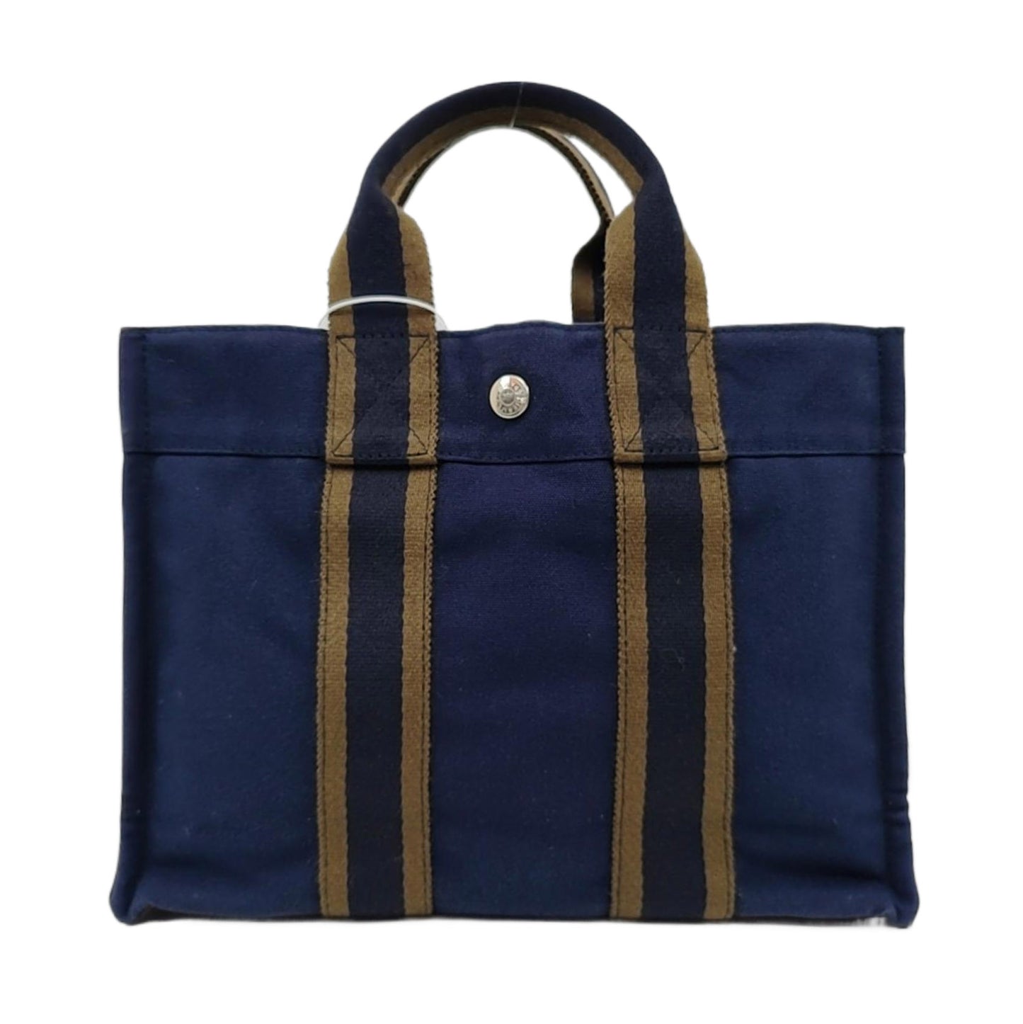 HERMÈS Fourre Tout Small size Midnight Blue Canvas Tote Bag Silver Hardware-(SKU)-959372597